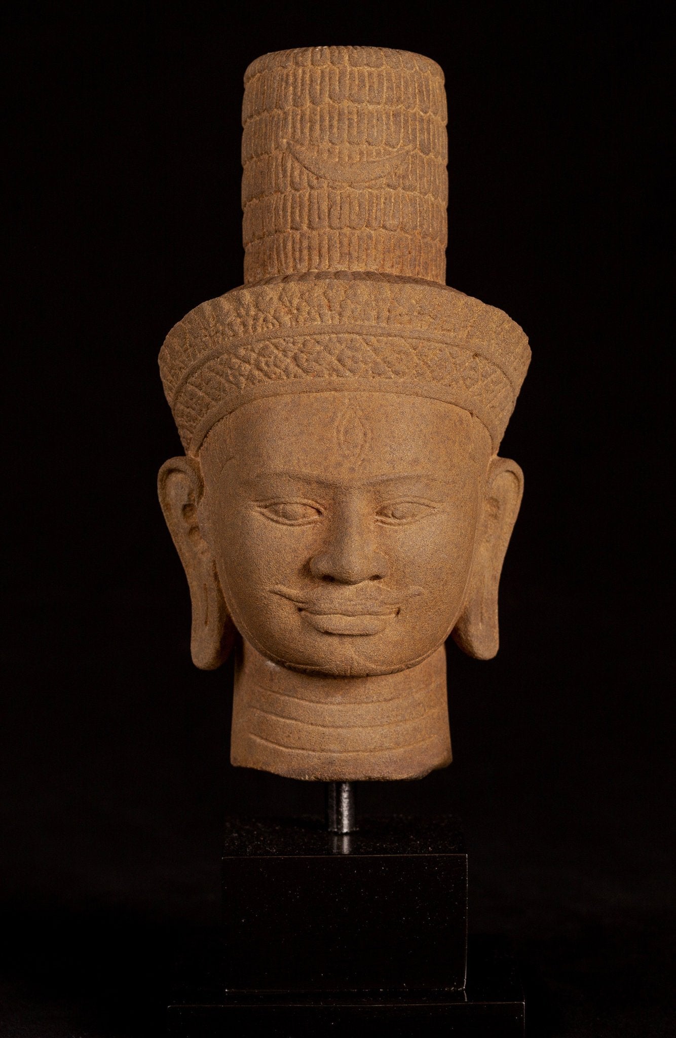 Antique Bakheng Style Khmer Stone Shiva Head Statue - The Destroyer - 35cm/14 "