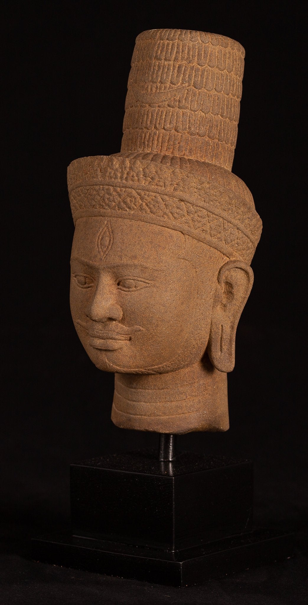 Antique Bakheng Style Khmer Stone Shiva Head Statue - The Destroyer - 35cm/14 "