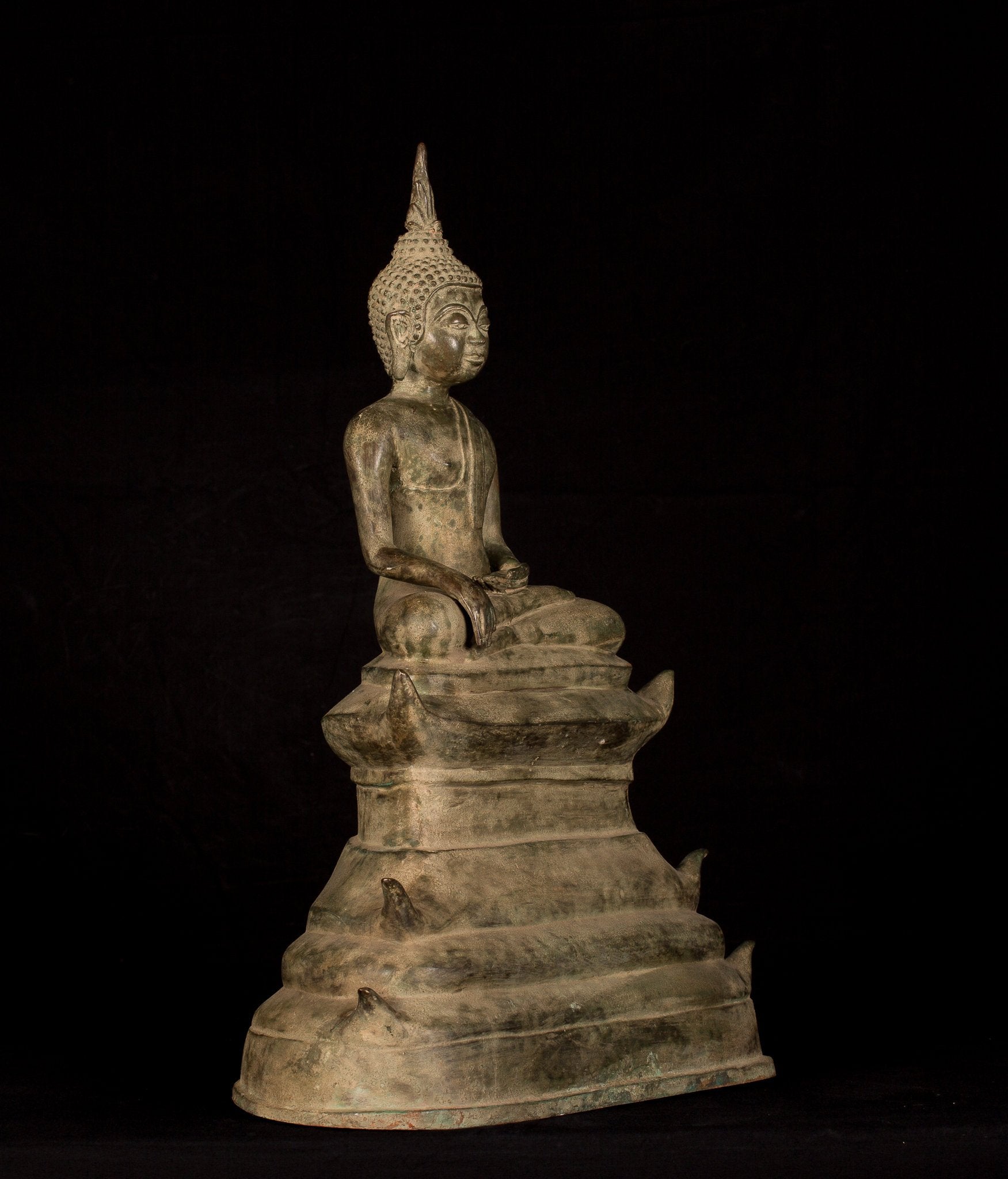 Buddha - Antique Laos Style Sehot Bronze Enlightenment Buddha Statua - 53cm/21 "