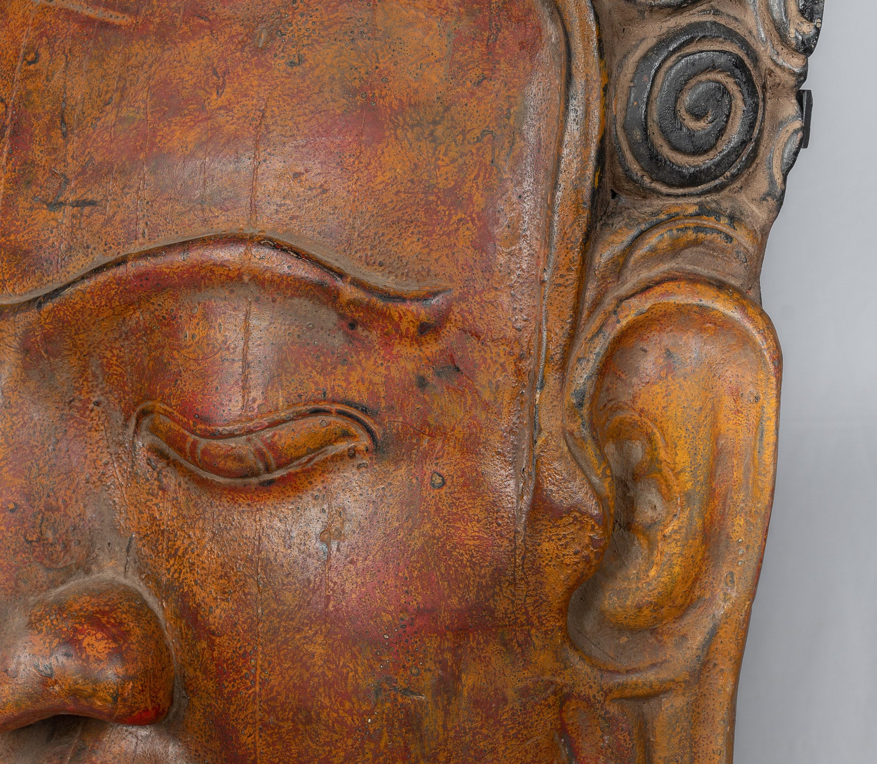 Statue di Buddha - Antique Khmer Style SE Asia Monted Alluminazione in legno Statua di Buddha - 70 cm/28 "