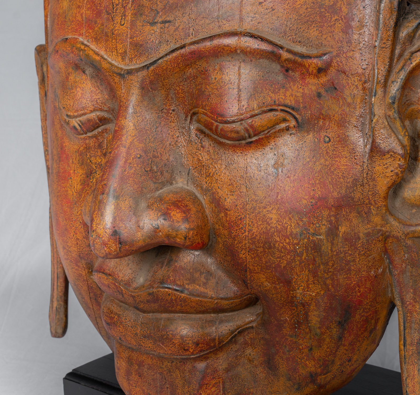 Statue di Buddha - Antique Khmer Style SE Asia Monted Alluminazione in legno Statua di Buddha - 70 cm/28 "