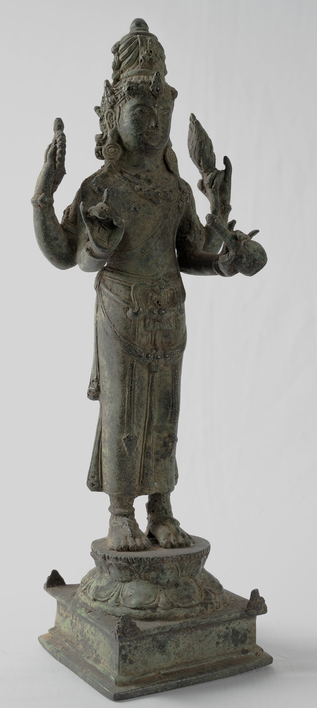 Statue Vishnu - Antique Java Style Majapahit State Bronze Vishnu - 31cm