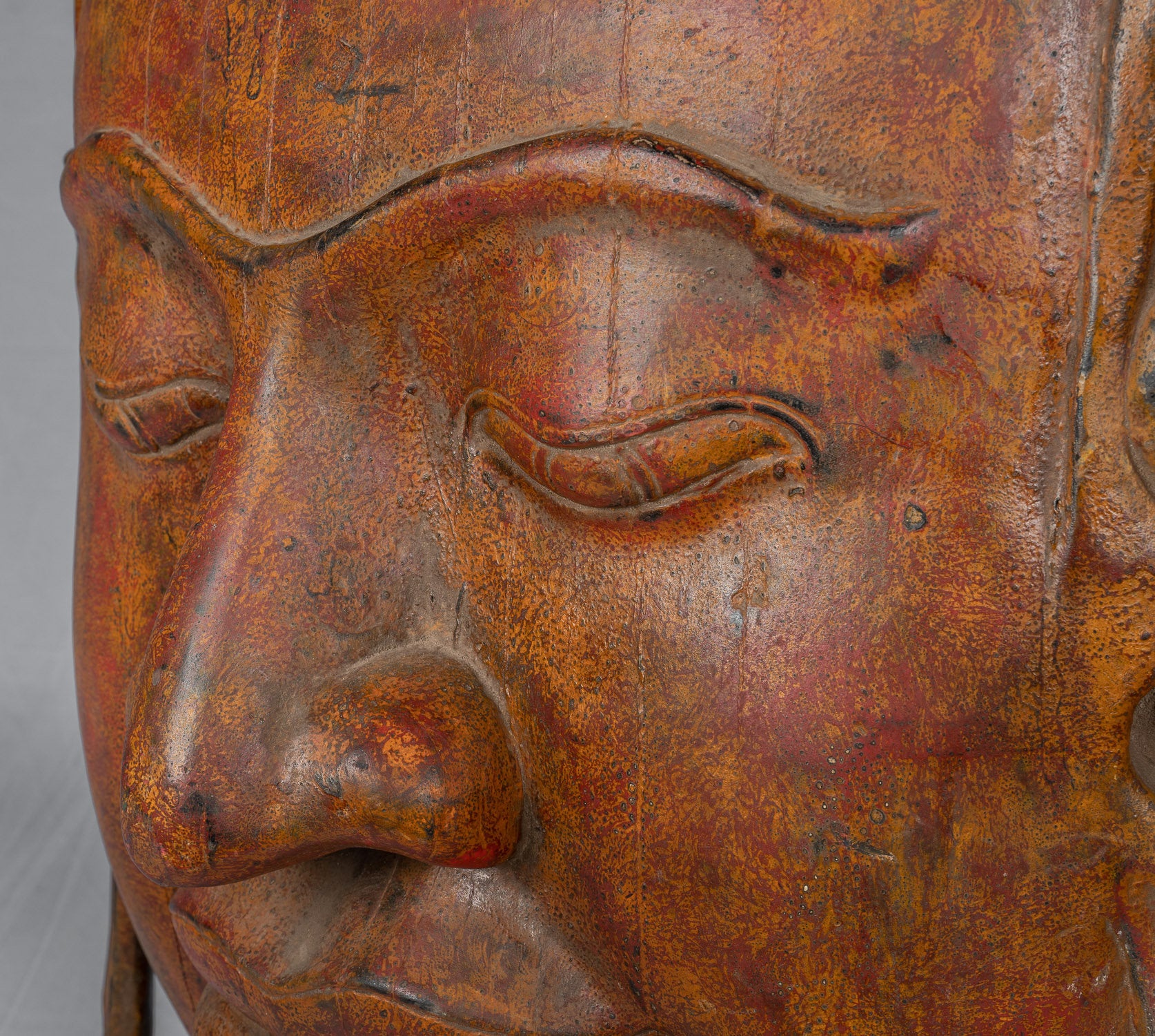 Statue di Buddha - Antique Khmer Style SE Asia Monted Alluminazione in legno Statua di Buddha - 70 cm/28 "