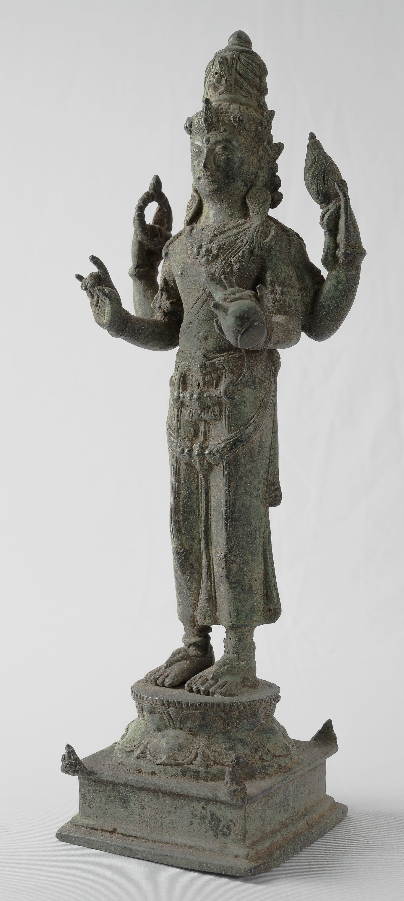 Statue Vishnu - Antique Java Style Majapahit State Bronze Vishnu - 31cm