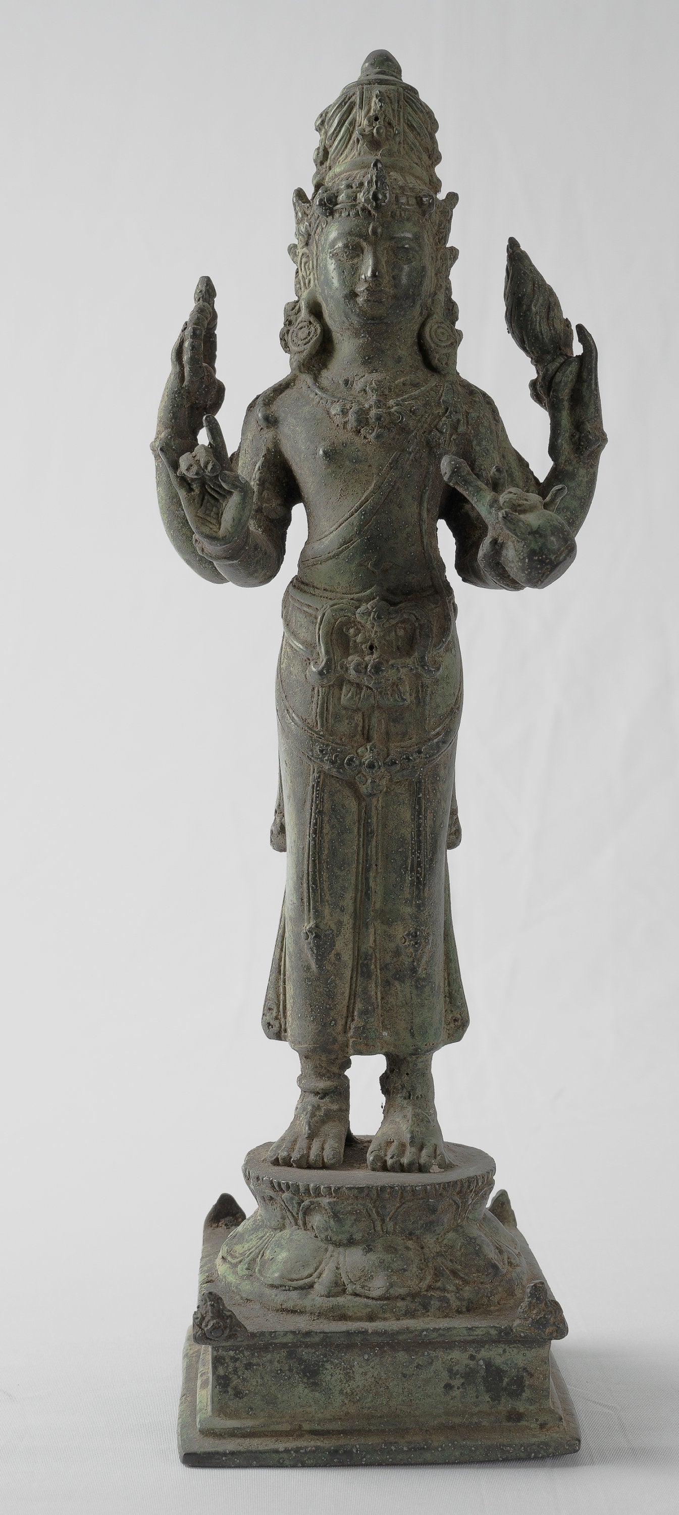Statue Vishnu - Antique Java Style Majapahit State Bronze Vishnu - 31cm