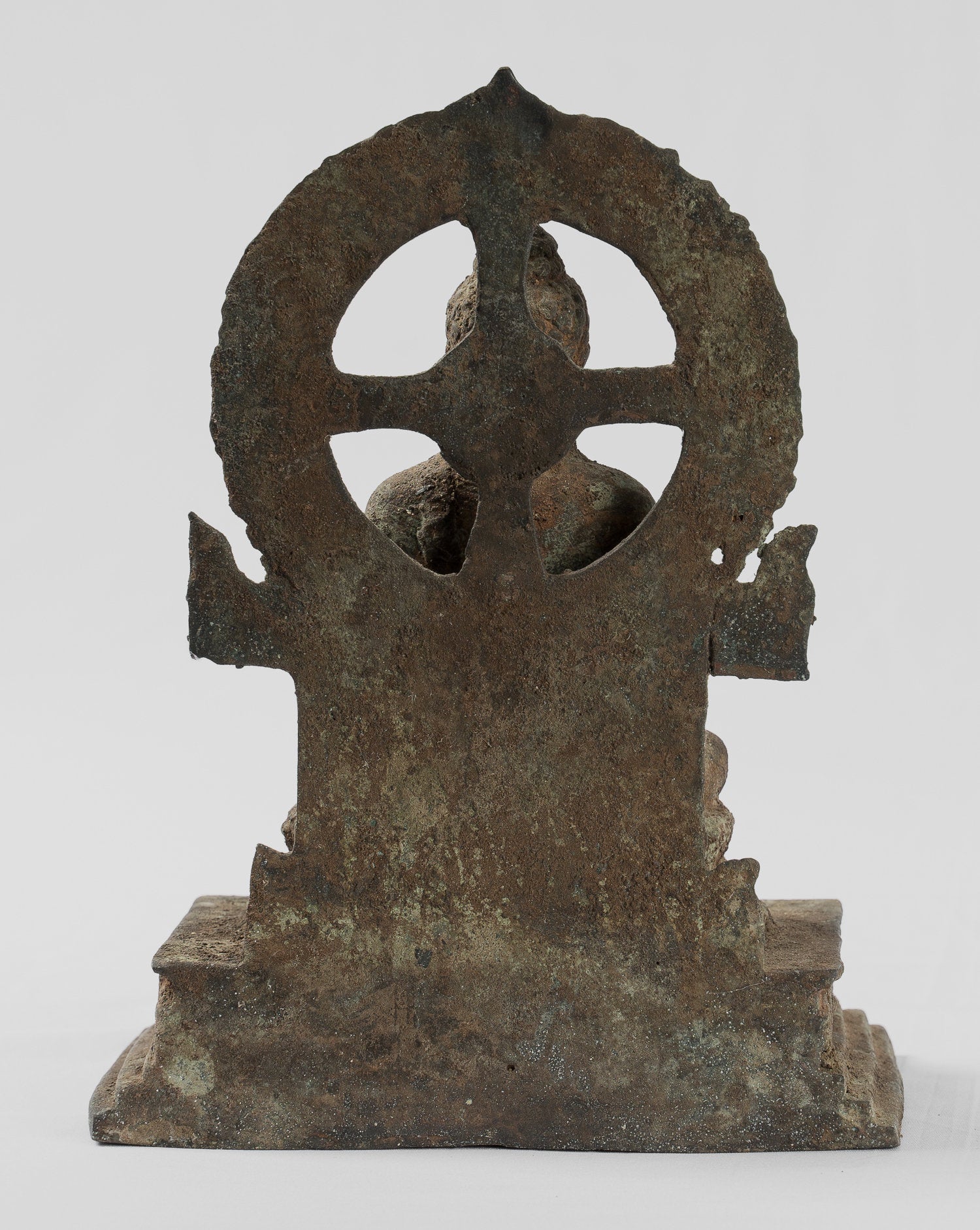 Antique in stile indonesiano seduto in bronzo giavanese Amitabha Buddha Statua - 23 cm/9 "