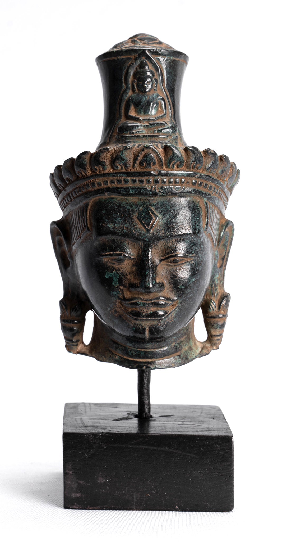 Statue Lokeshvara - Antique Khmer in stile Bronzo Bayon Montata in stile Lokeshvara - 22 cm/9 "