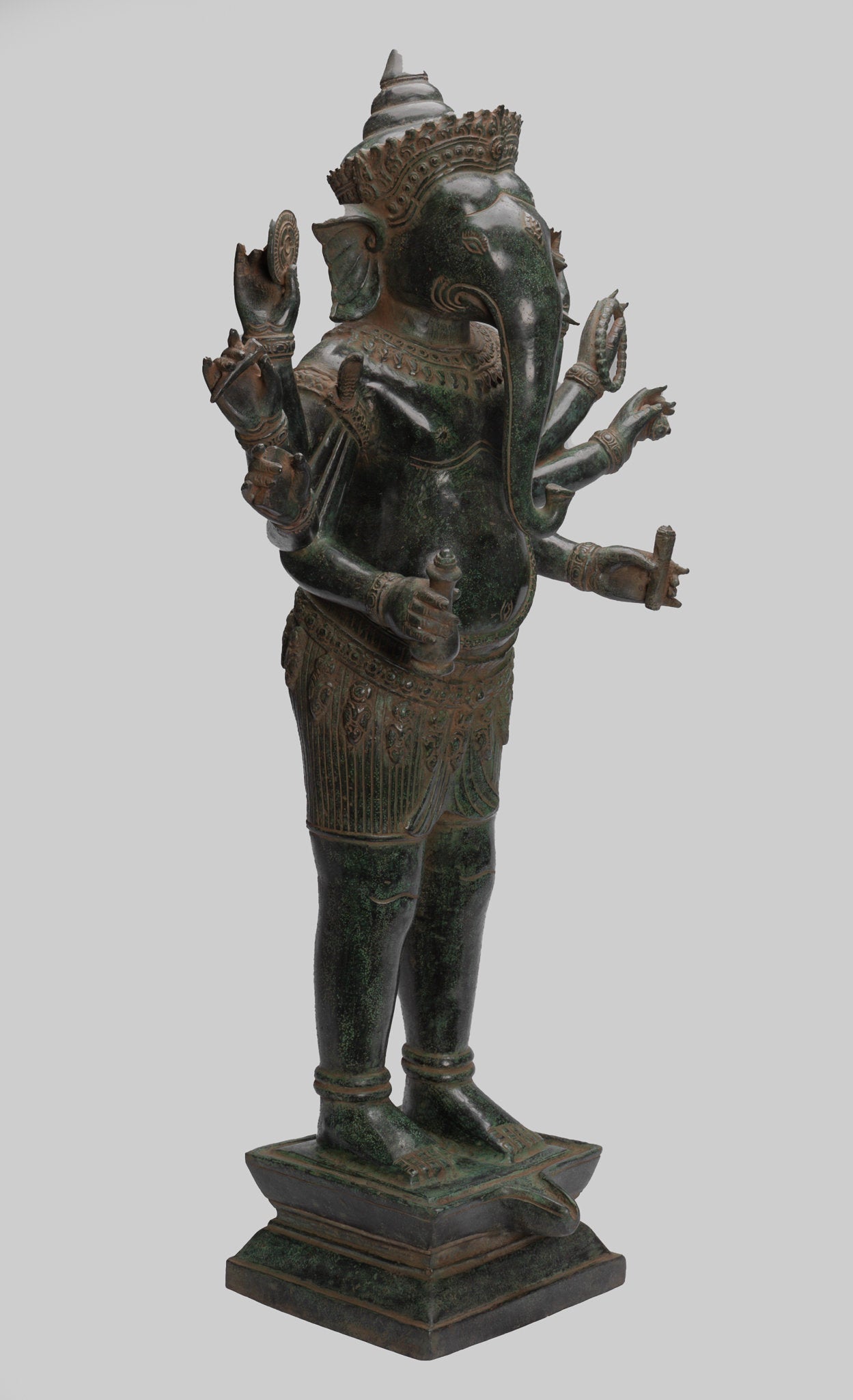 Statua di Ganesha - Statua Ganesha in stile antico Khmer in piedi in piedi e Yoni - 86 cm/34 "