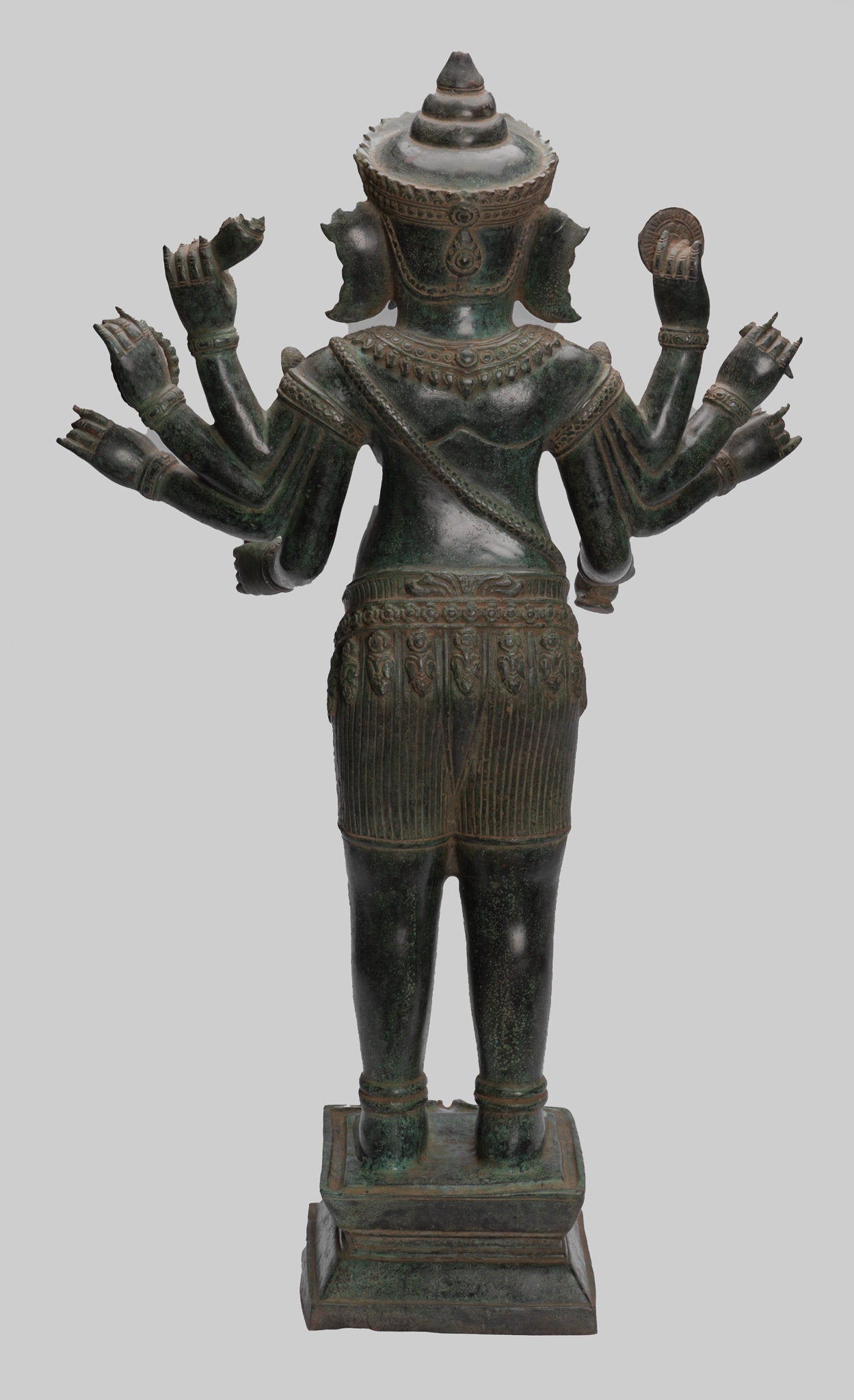 Statua di Ganesha - Statua Ganesha in stile antico Khmer in piedi in piedi e Yoni - 86 cm/34 "