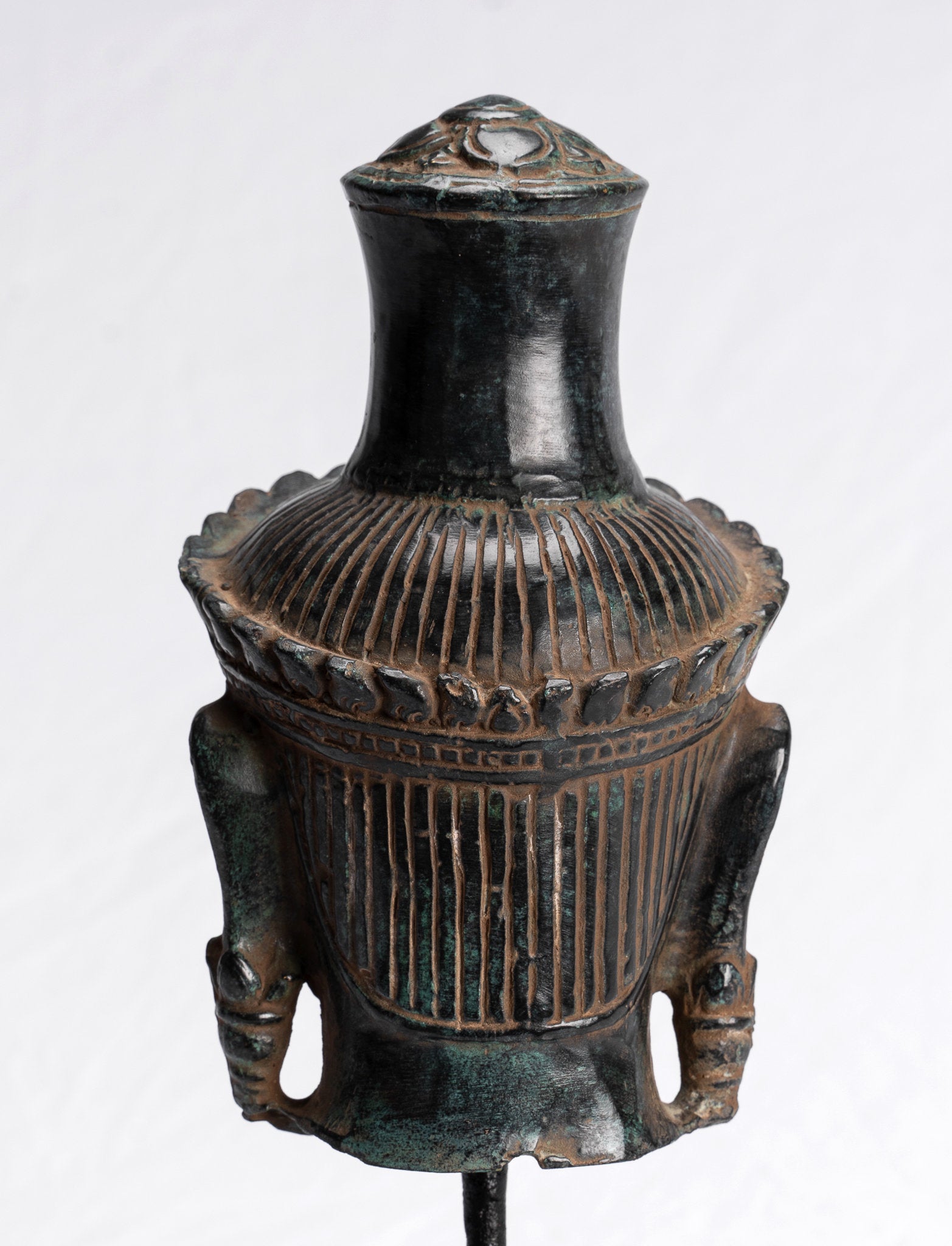 Statue Lokeshvara - Antique Khmer in stile Bronzo Bayon Montata in stile Lokeshvara - 22 cm/9 "