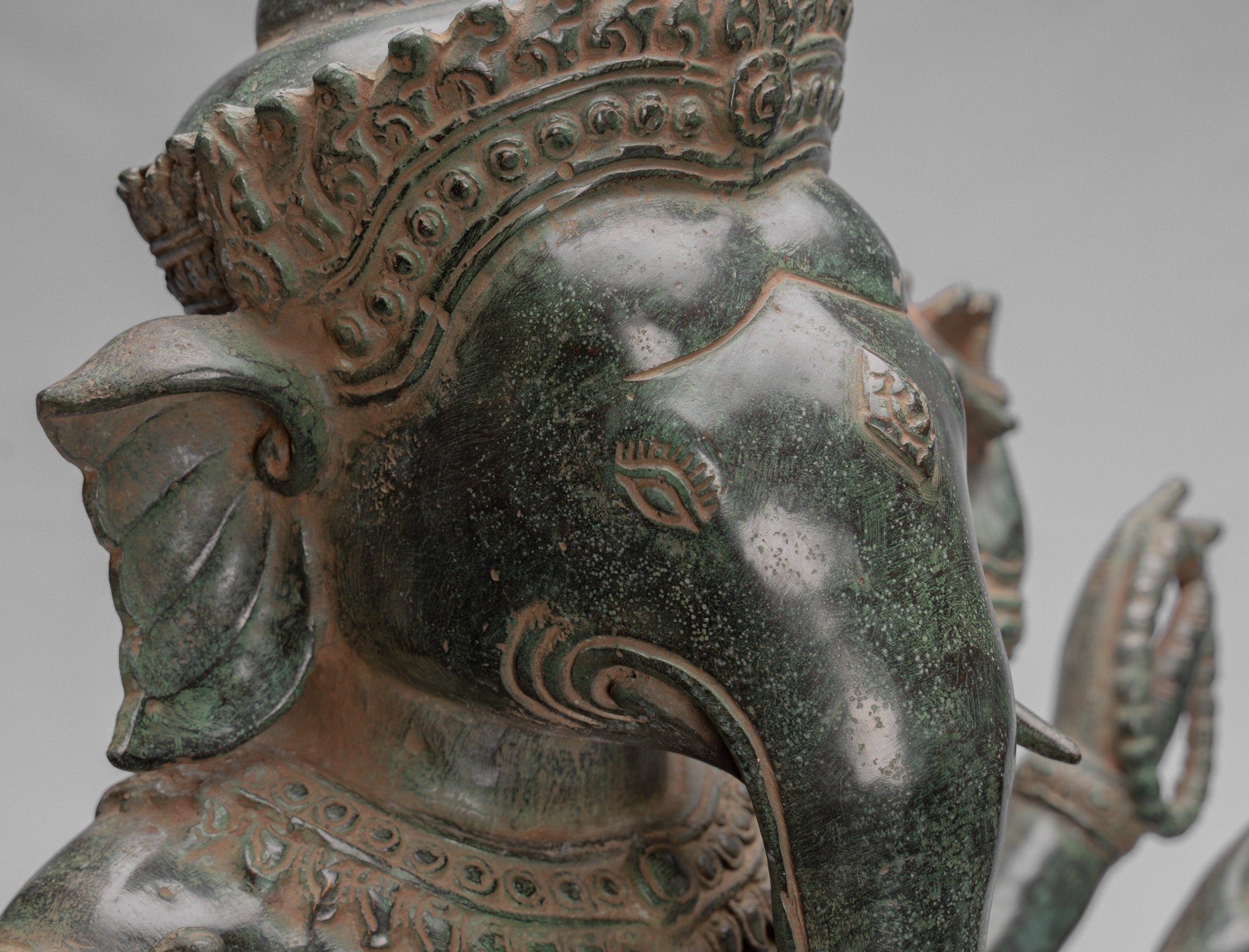 Statua di Ganesha - Statua Ganesha in stile antico Khmer in piedi in piedi e Yoni - 86 cm/34 "