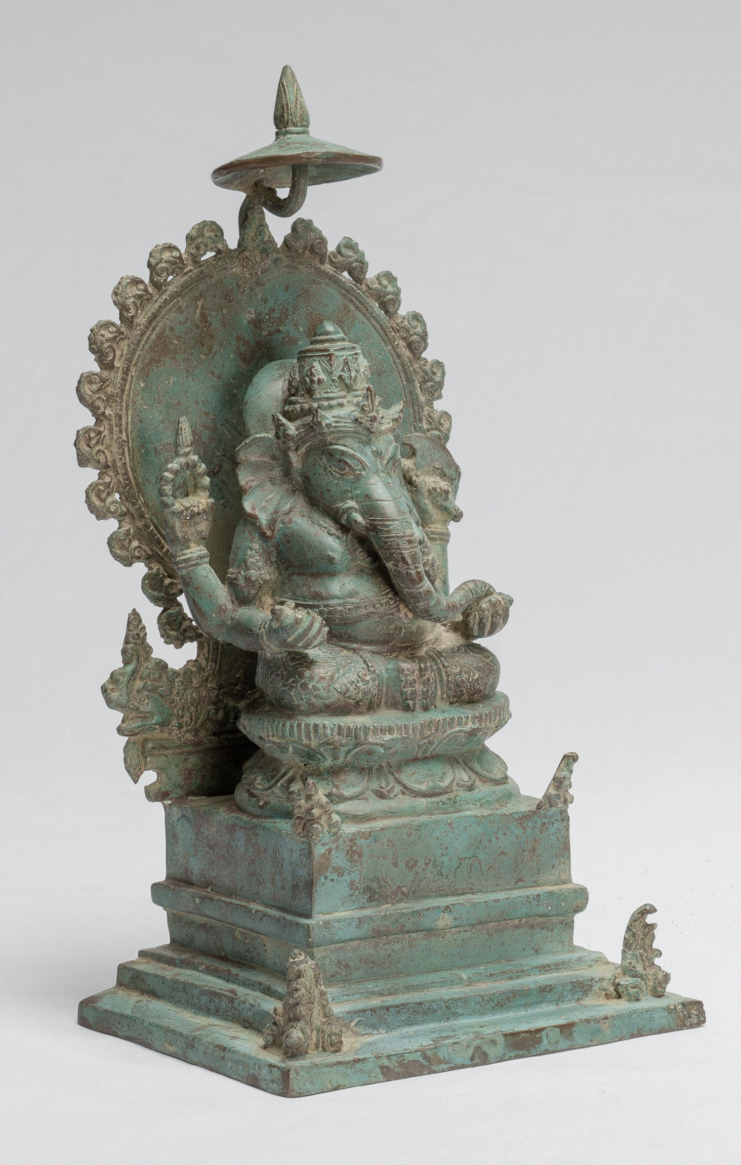 Statua Ganesha - Antique Statue Ganesha in stile giavanese in bronzo di bronzo - 30 cm/12 "