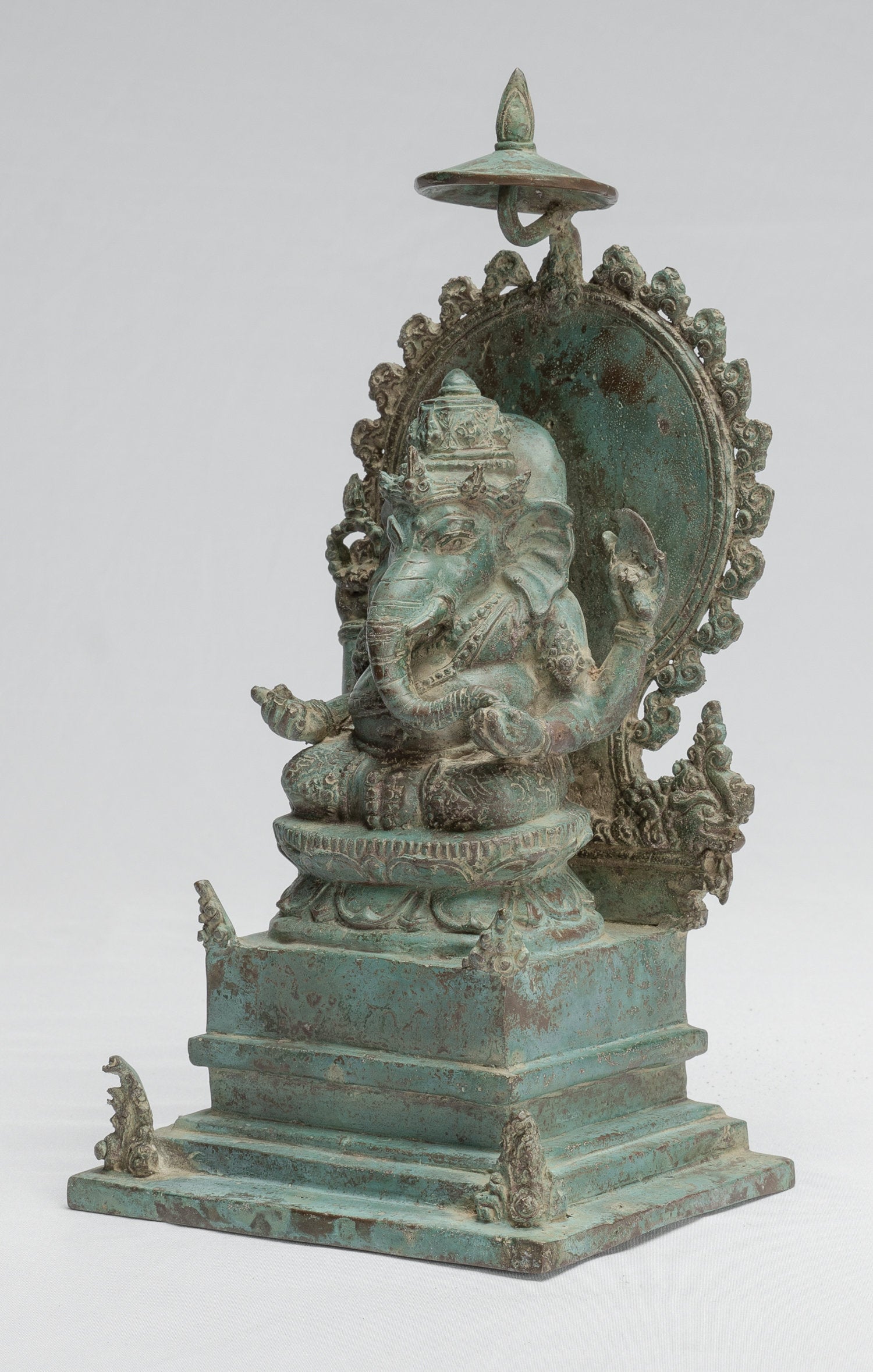 Statua Ganesha - Antique Statue Ganesha in stile giavanese in bronzo di bronzo - 30 cm/12 "
