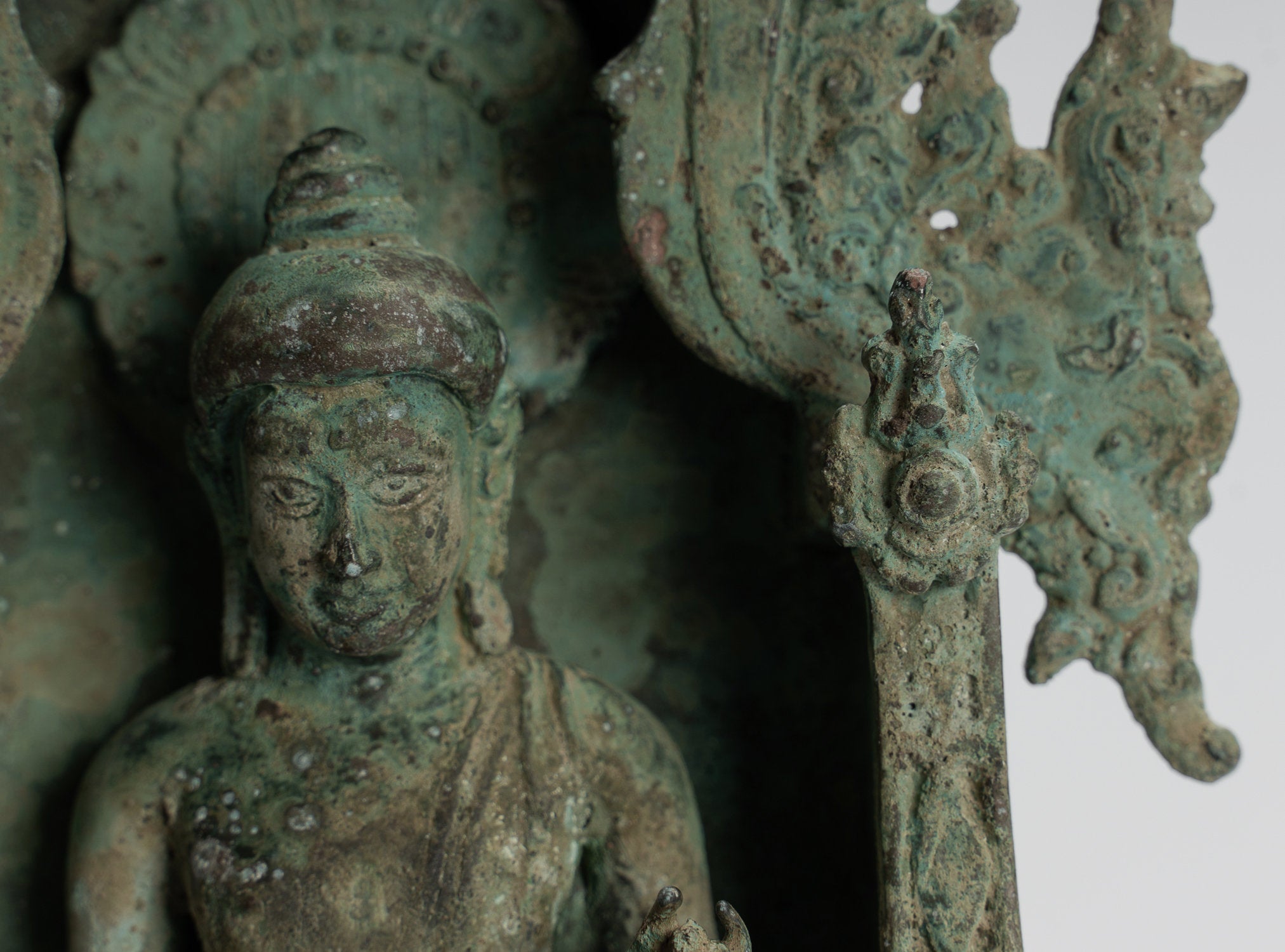 Statua Buddha - Antique in stile indonesiano Bronzo seduto Javanese Teaching Buddha Statue -26cm/10 "