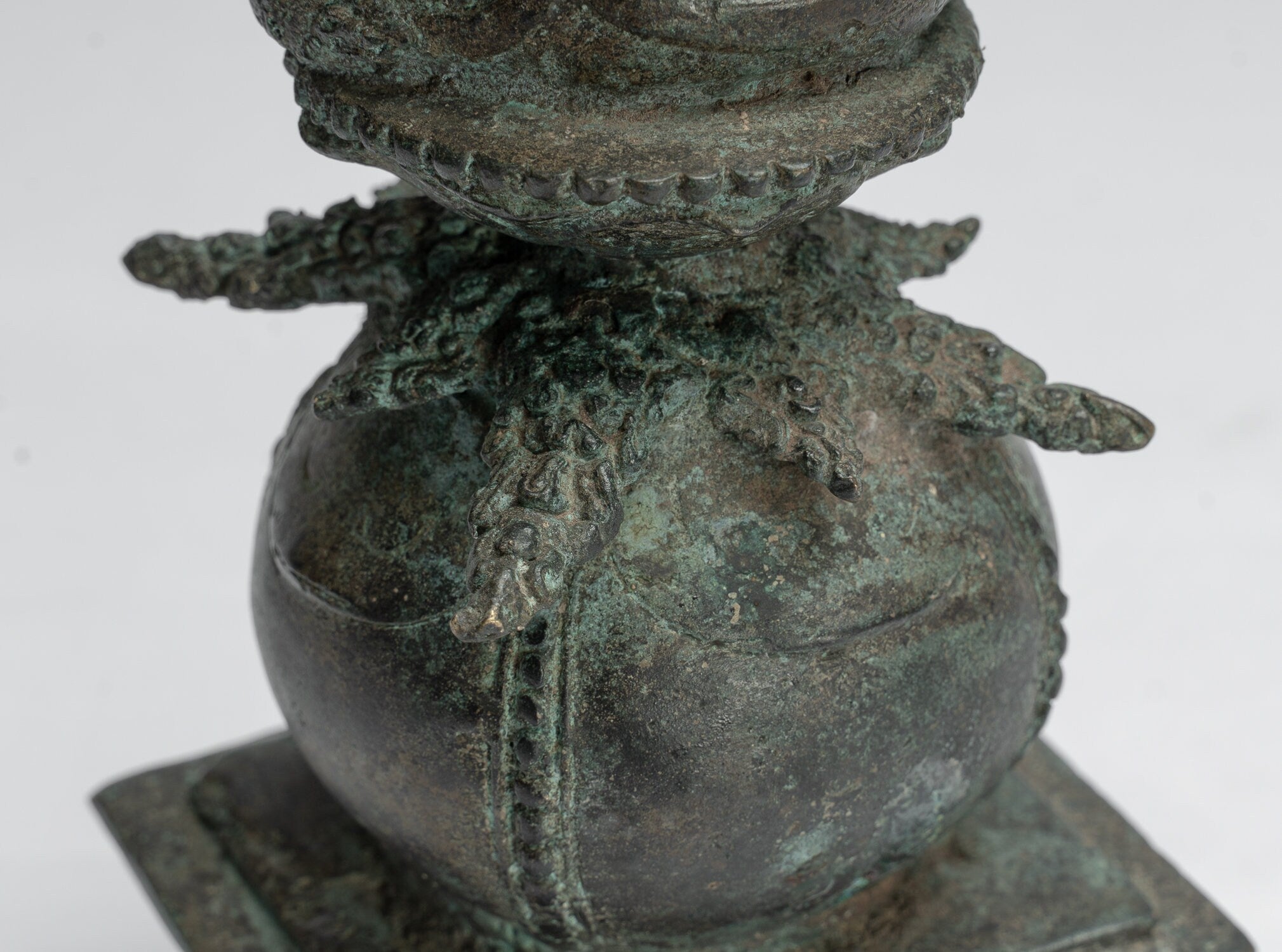 Statua Ganesha - Antique in stile giavanese Bronzo seduto Majapahit Ganesha Statua - 24 cm/10 "