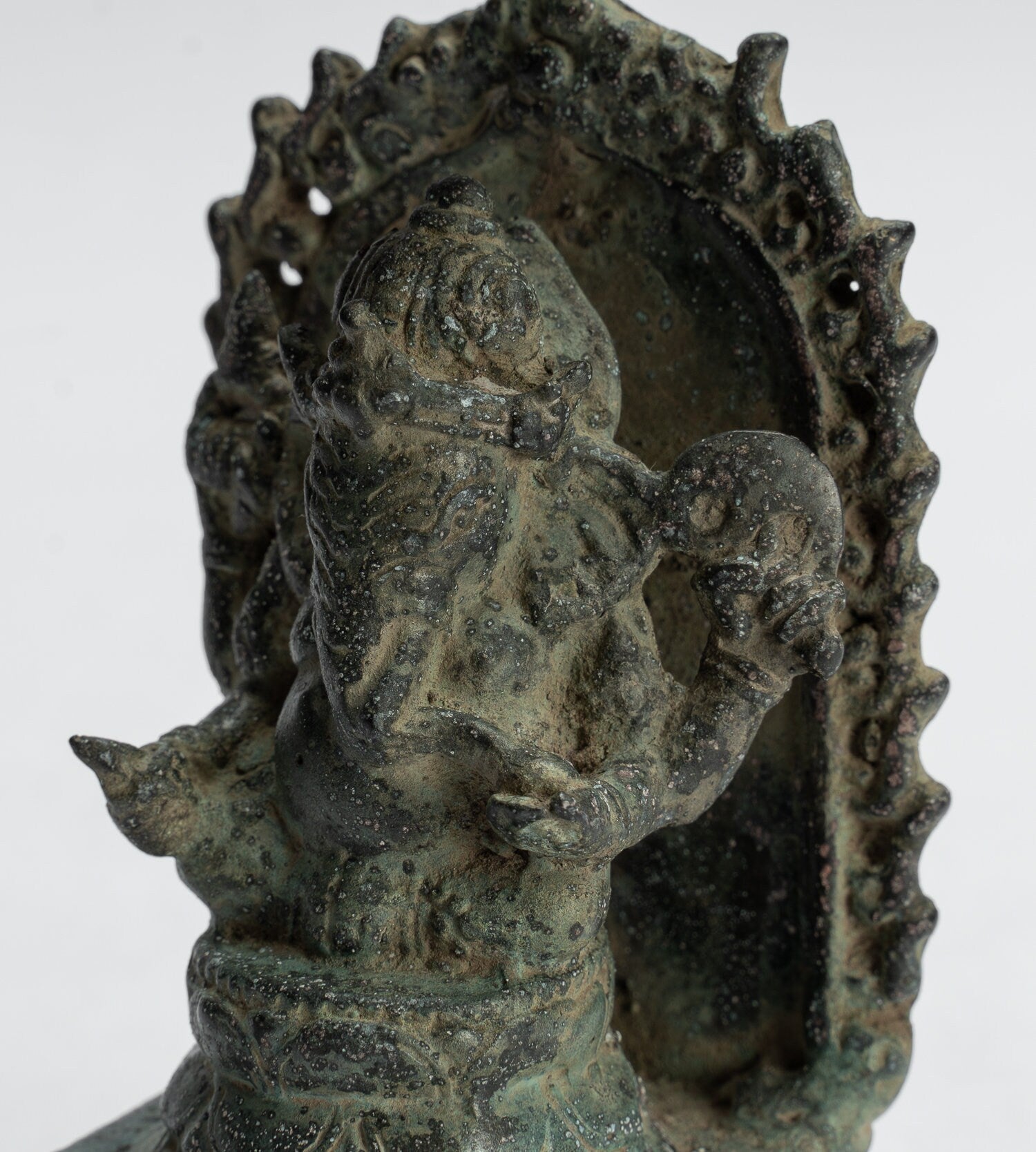 Statue Ganesha - Antique Statue Ganesha in stile giavanese in bronzo indonesiano - 14 cm/6 "