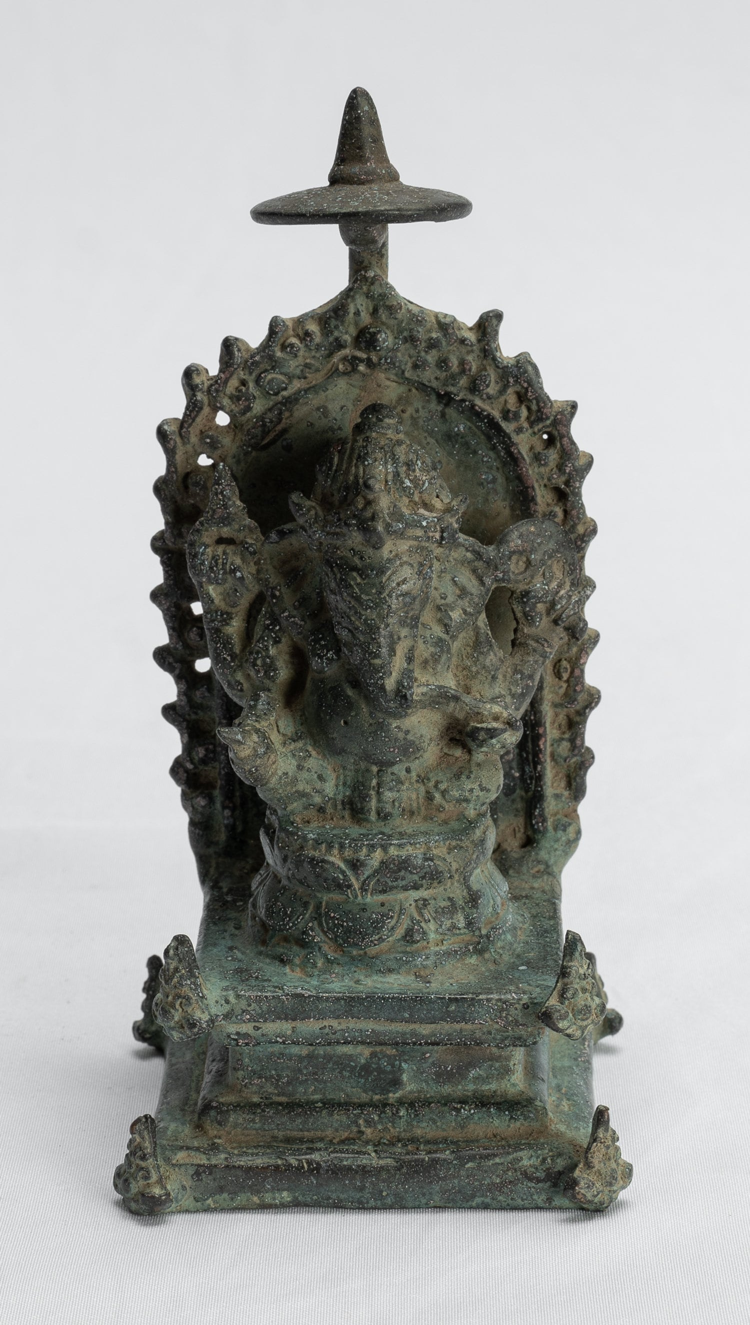 Statue Ganesha - Antique Statue Ganesha in stile giavanese in bronzo indonesiano - 14 cm/6 "
