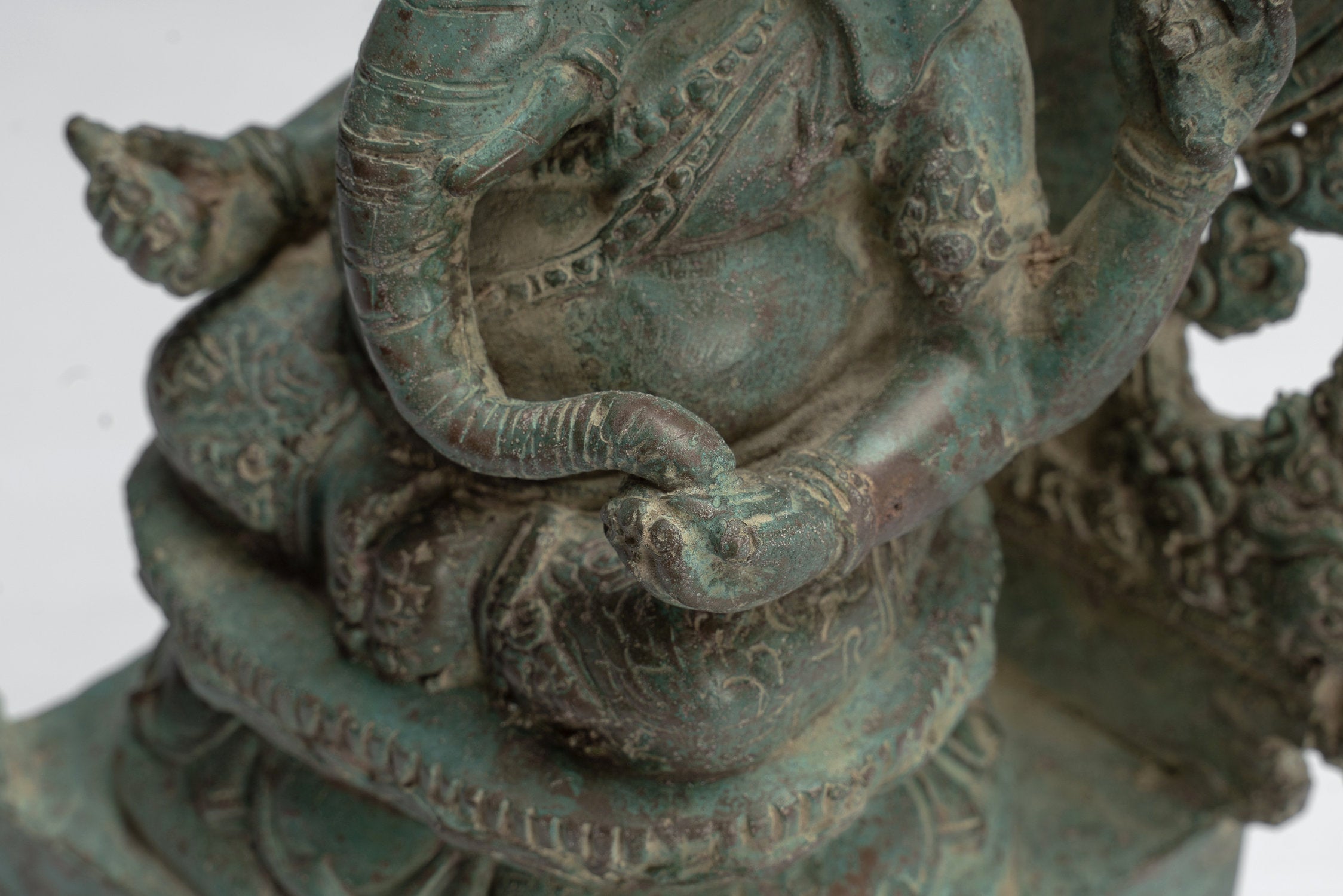 Statua Ganesha - Antique Statue Ganesha in stile giavanese in bronzo di bronzo - 30 cm/12 "