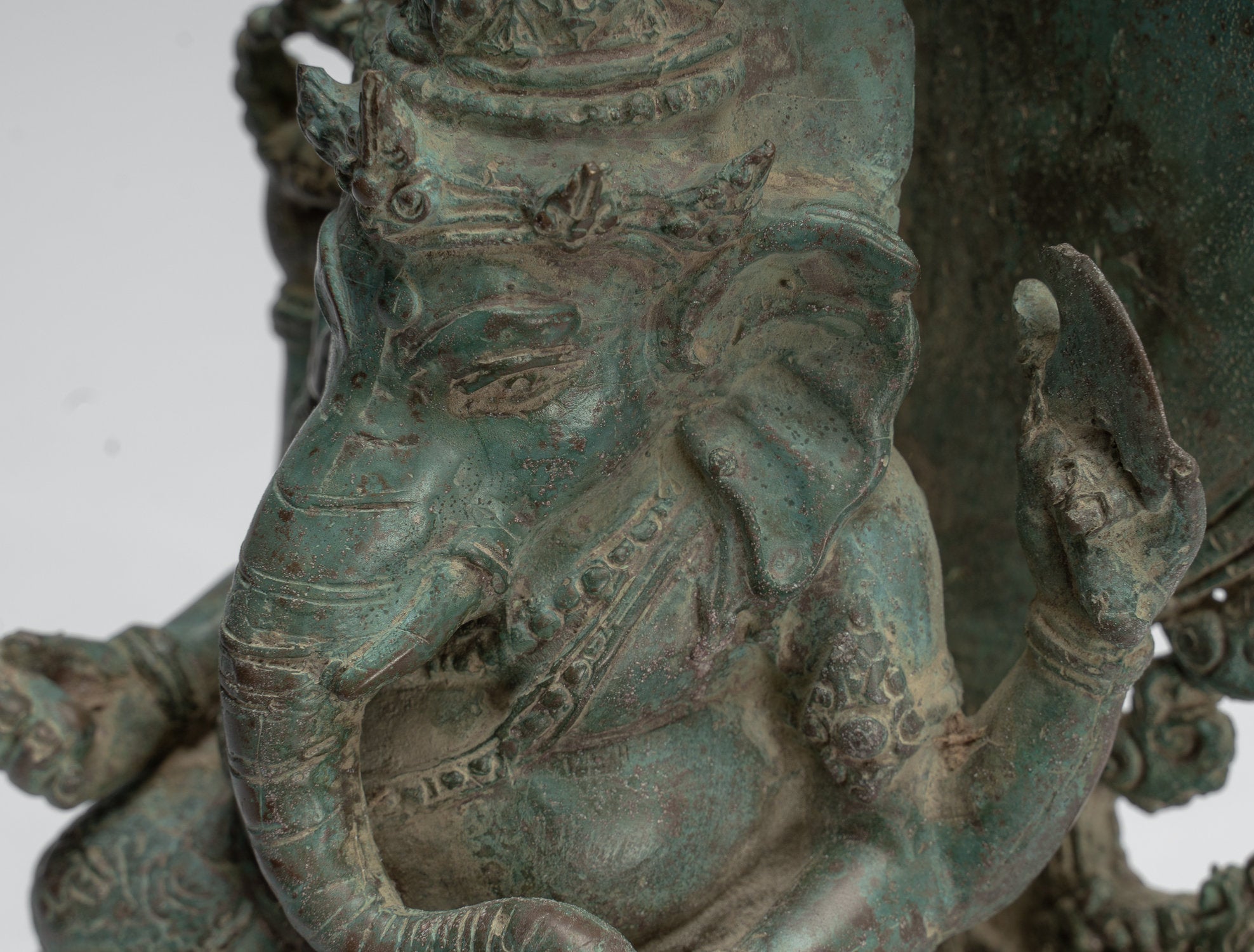 Statua Ganesha - Antique Statue Ganesha in stile giavanese in bronzo di bronzo - 30 cm/12 "