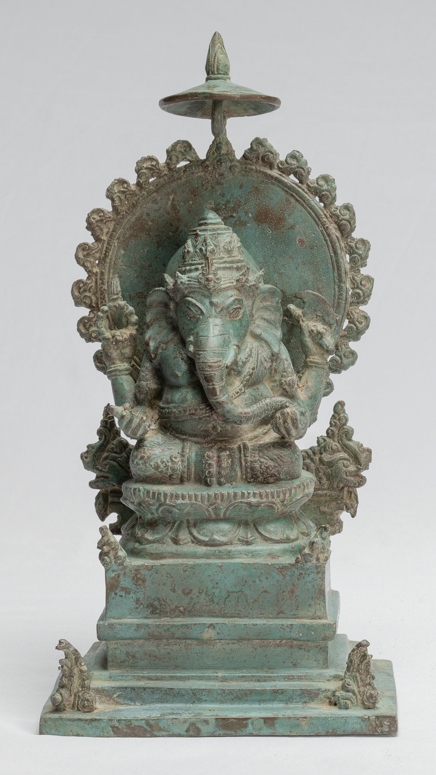 Statua Ganesha - Antique Statue Ganesha in stile giavanese in bronzo di bronzo - 30 cm/12 "
