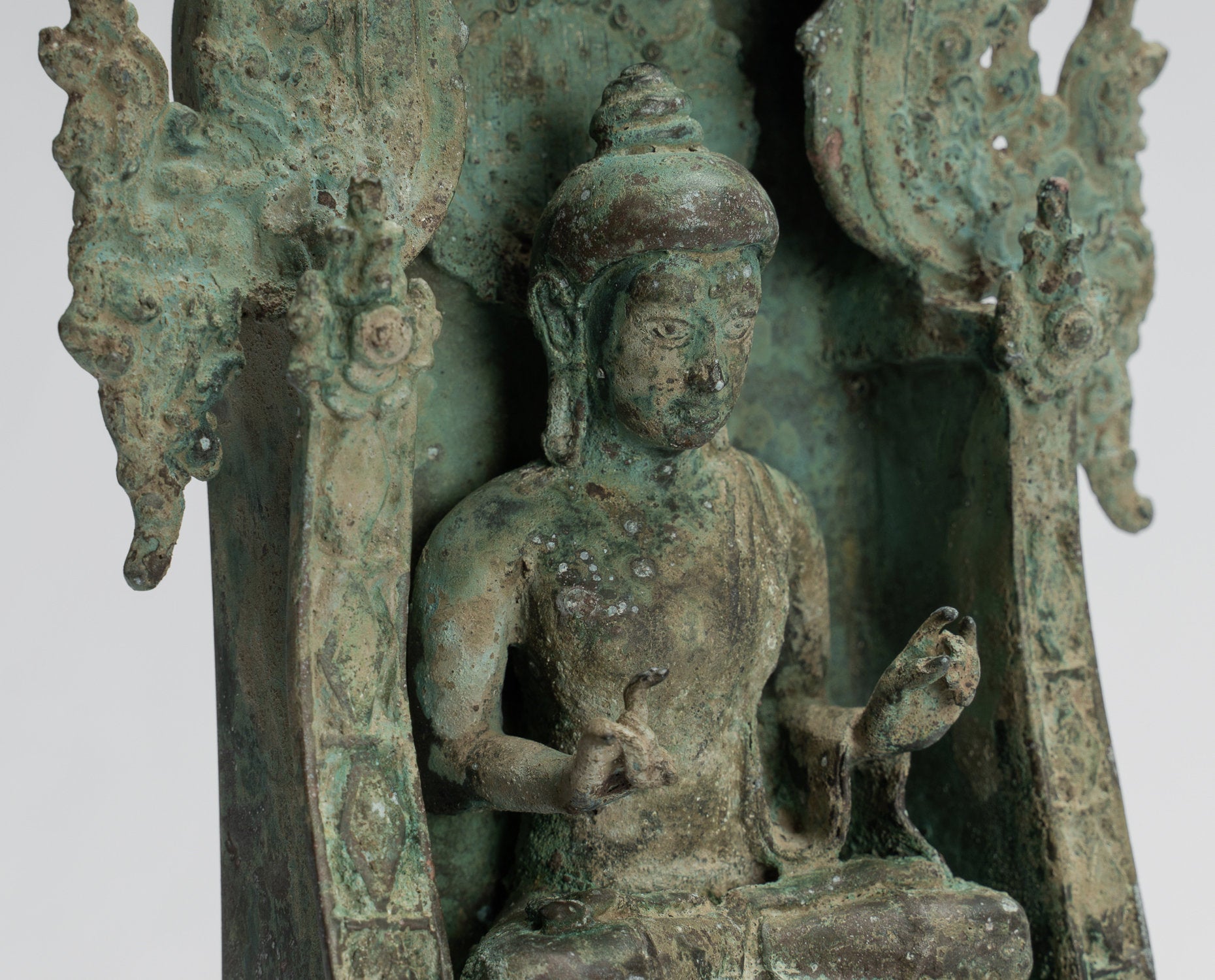 Statua Buddha - Antique in stile indonesiano Bronzo seduto Javanese Teaching Buddha Statue -26cm/10 "