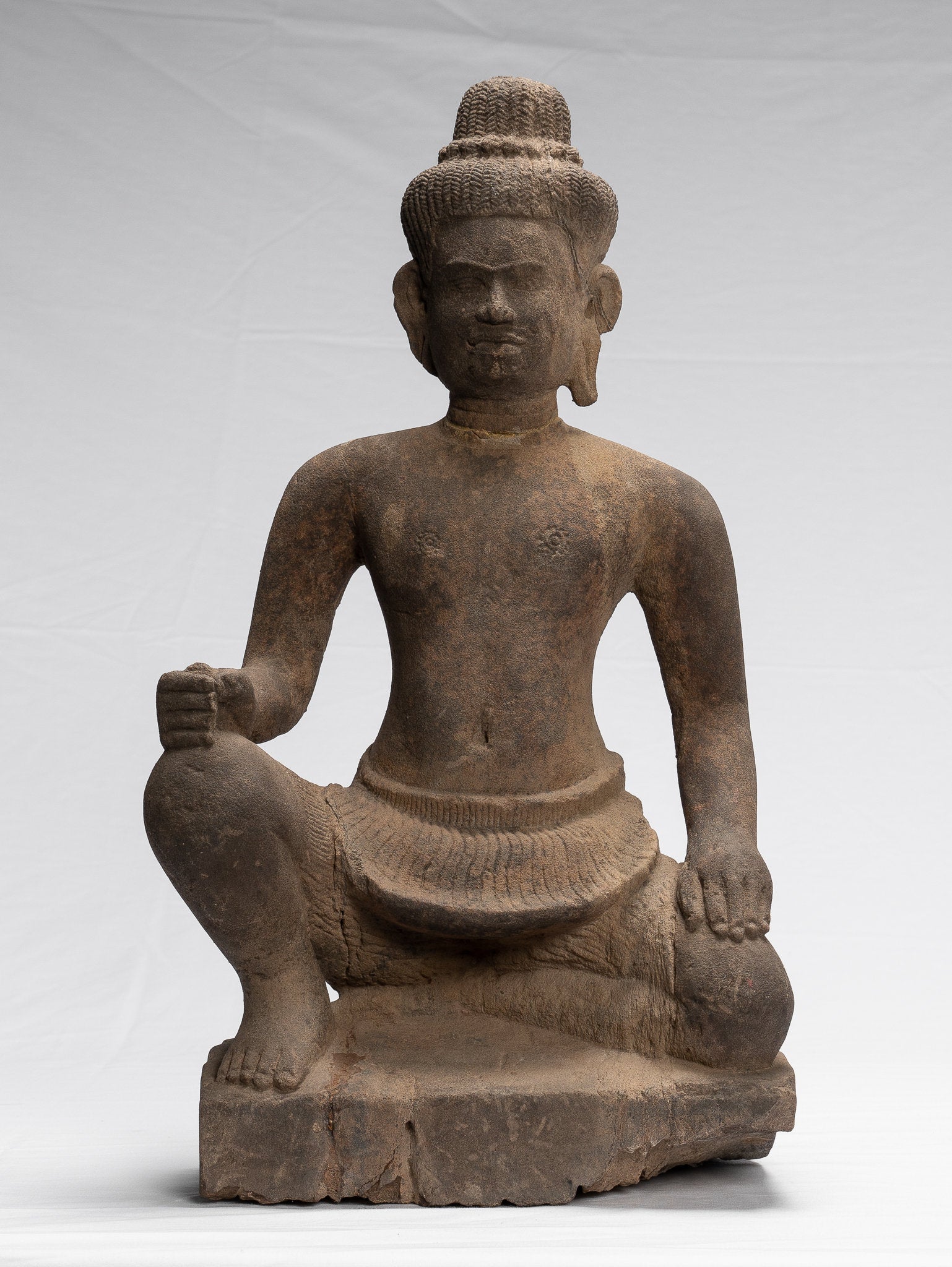 Statue Vishnu - Antique Baphuon Style Stone seduto Khmer Vishnu Statue - 48cm / 19 "