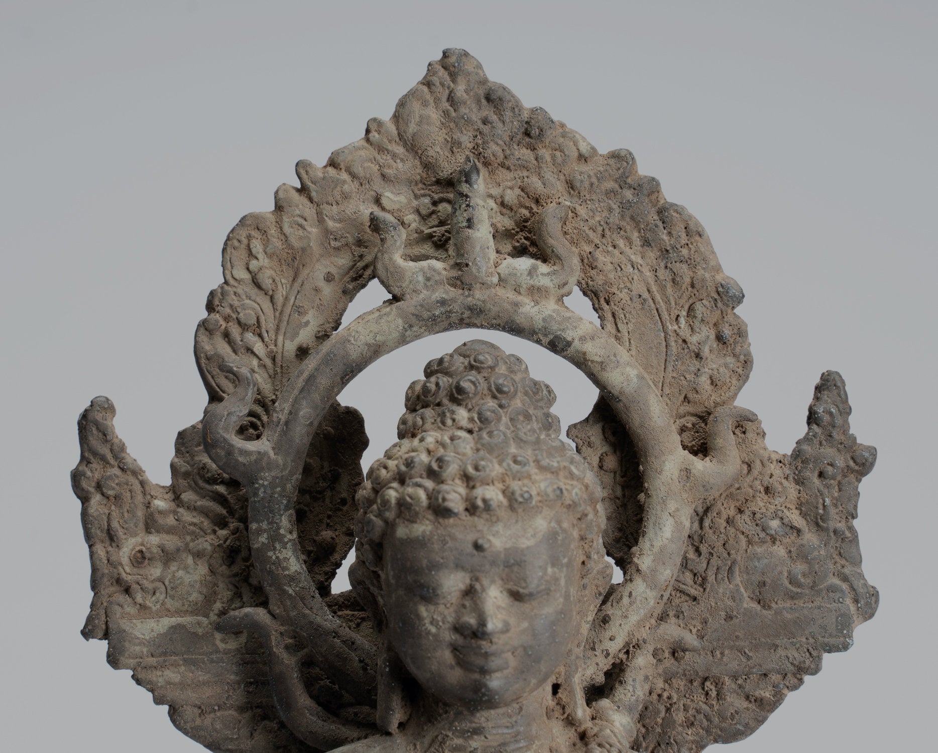 Statua di Buddha - Antique in stile indonesiano seduto in bronzo giavanese predica Buddha - 29 cm/12 "