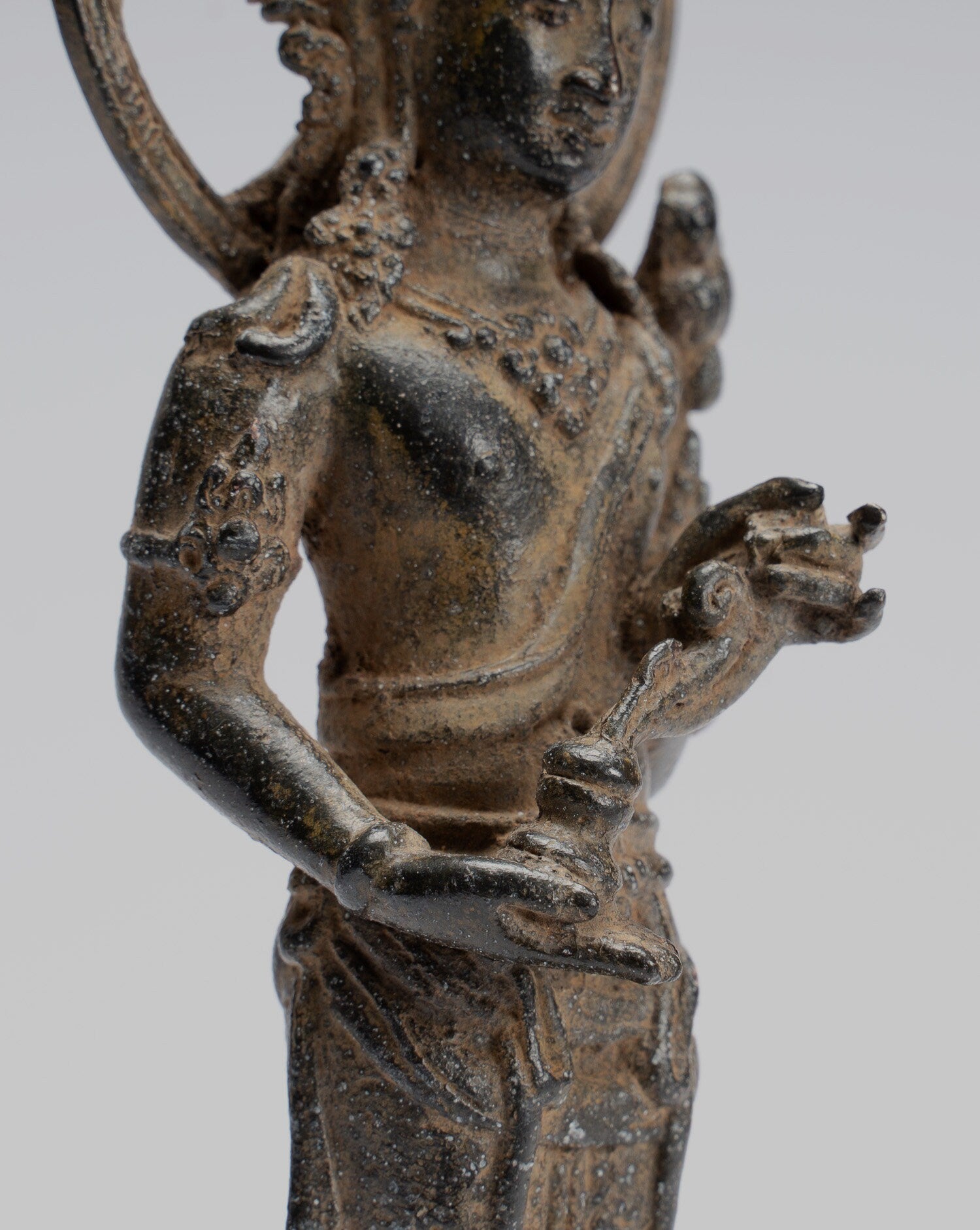 Tara Statue-Antike Java Style Majapahit stehend Bronze Devi Tara Statue-20.5cm/8"