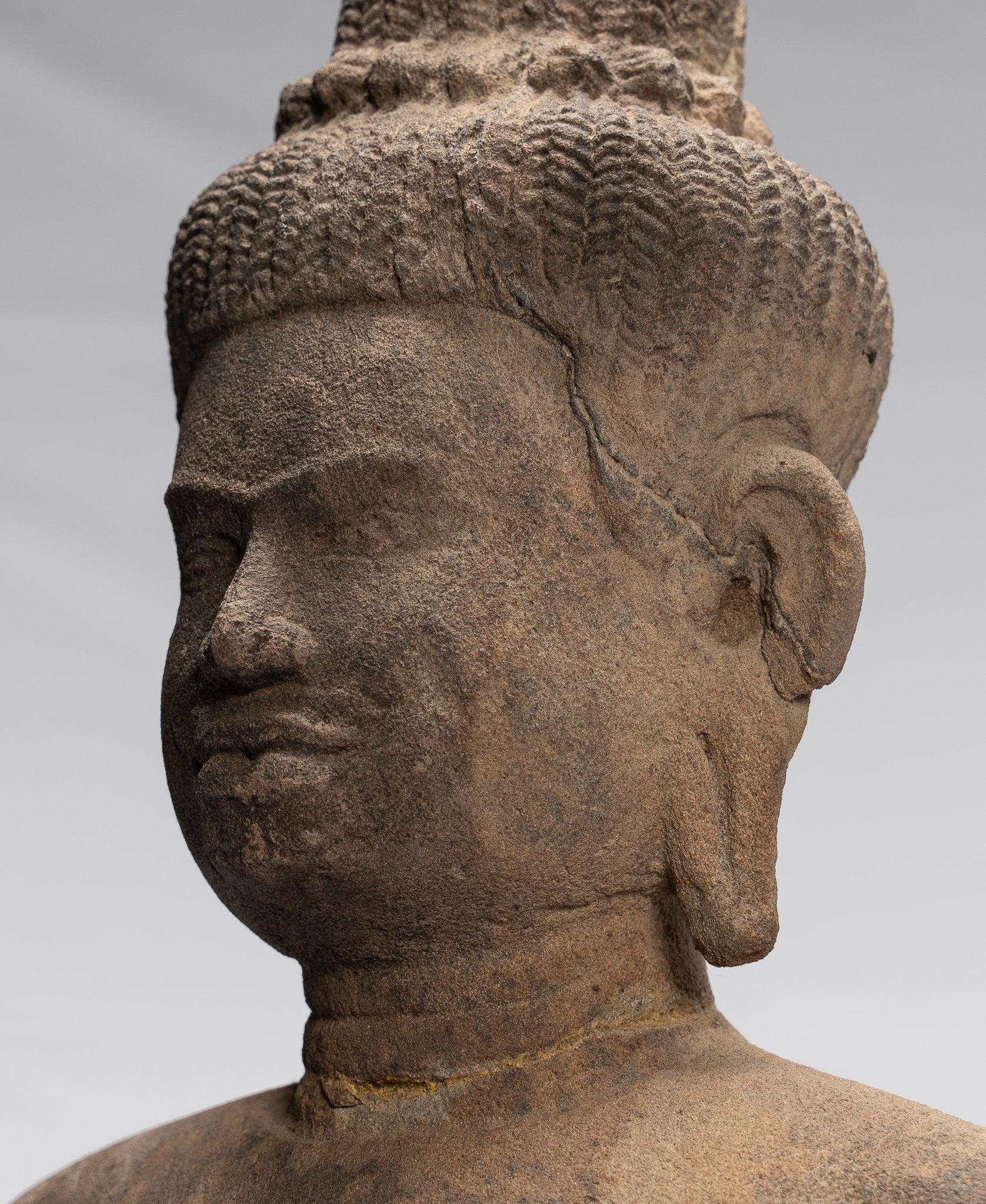 Statue Vishnu - Antique Baphuon Style Stone seduto Khmer Vishnu Statue - 48cm / 19 "