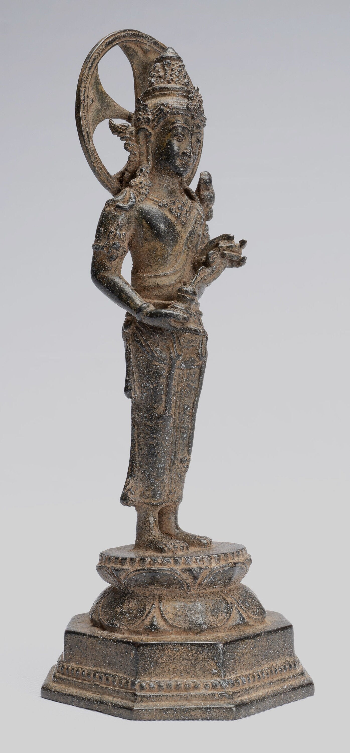 Tara Statue-Antike Java Style Majapahit stehend Bronze Devi Tara Statue-20.5cm/8"