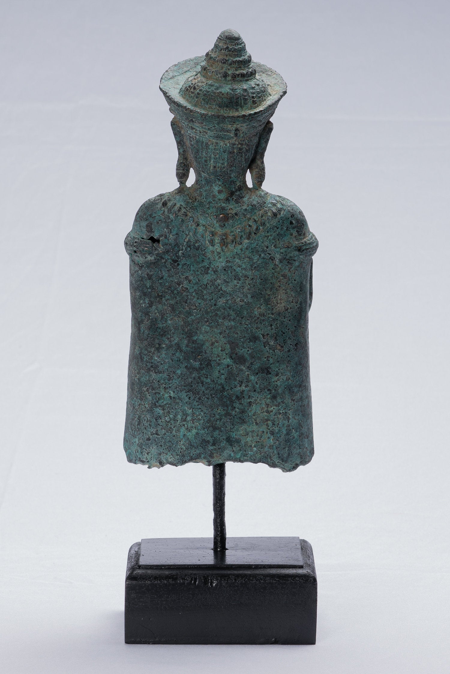 Statue di Buddha - Antique Khmer in stile Khmer Bronzo in piedi Abhaya Protezione Buddha Statua - 32 cm/13 "