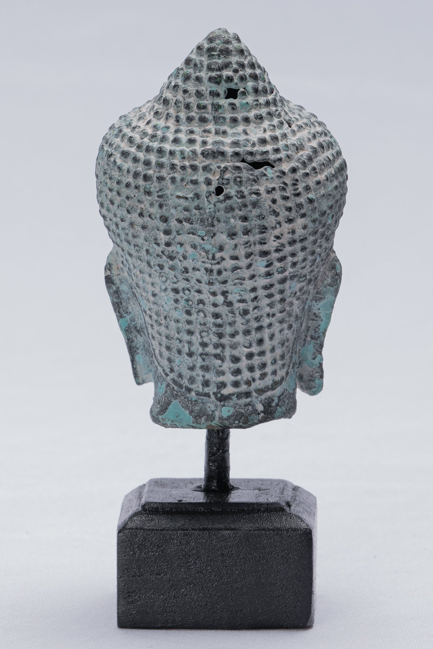 Statue Buddha - Antique Khmer in stile Bronzo Montato Buddha Head Statua - 15,5 cm/6 "