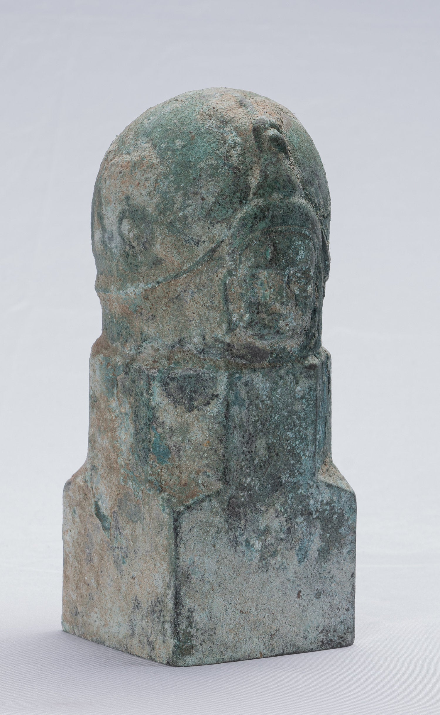 Antique Khmer Style Verdigris Bronzo Shiva Linga / Lingnum & Yoni - 14 cm / 6 "