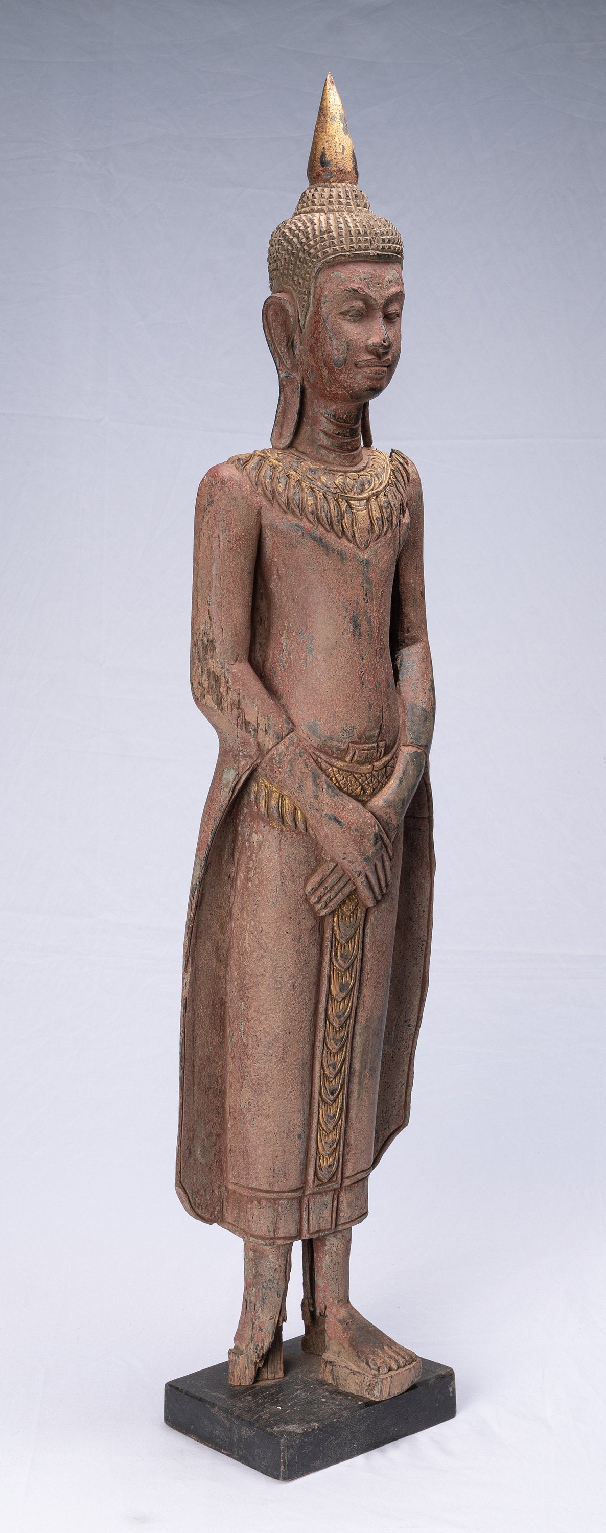 Statua Buddha - Antique Khmer in stile Khmer in piedi statua di Buddha domenicale premurosa - 98 cm/39 "