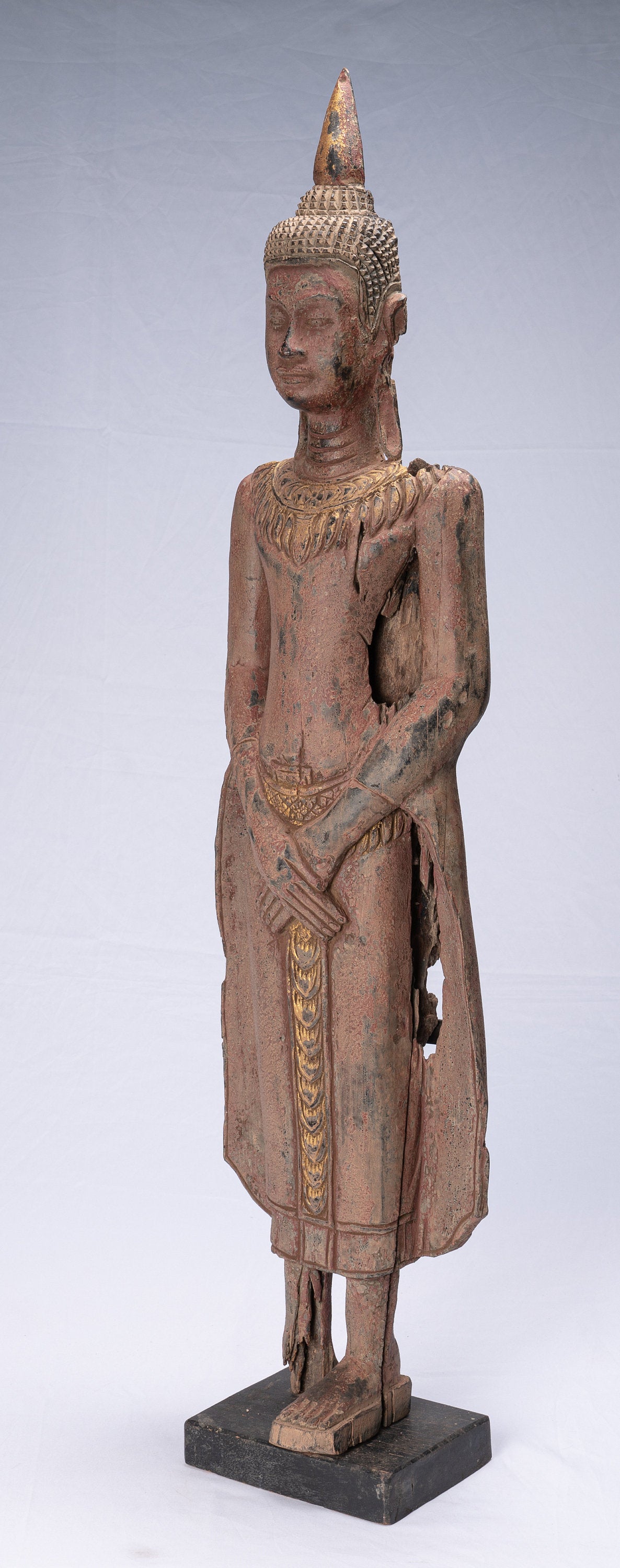 Statua Buddha - Antique Khmer in stile Khmer in piedi statua di Buddha domenicale premurosa - 98 cm/39 "