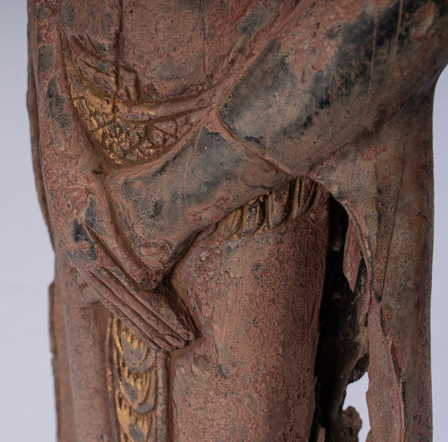 Statua Buddha - Antique Khmer in stile Khmer in piedi statua di Buddha domenicale premurosa - 98 cm/39 "