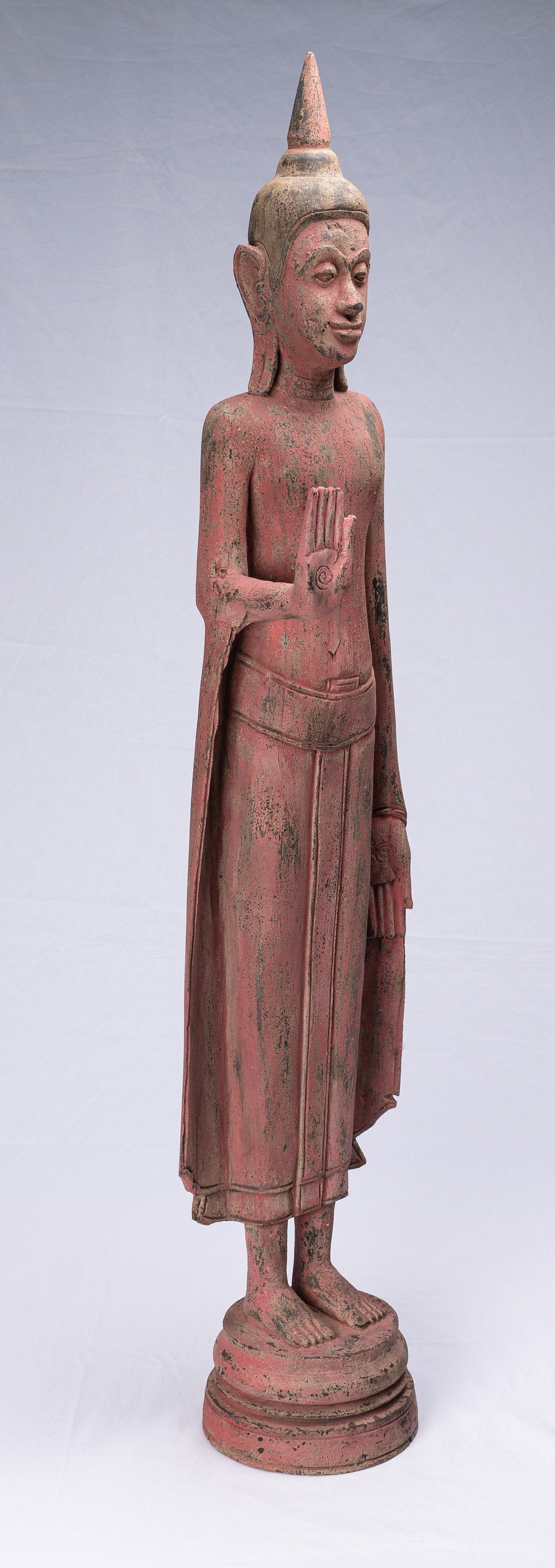 Statue Buddha - Antique Khmer in stile Legno State Buddha Statue - 107cm/43 "