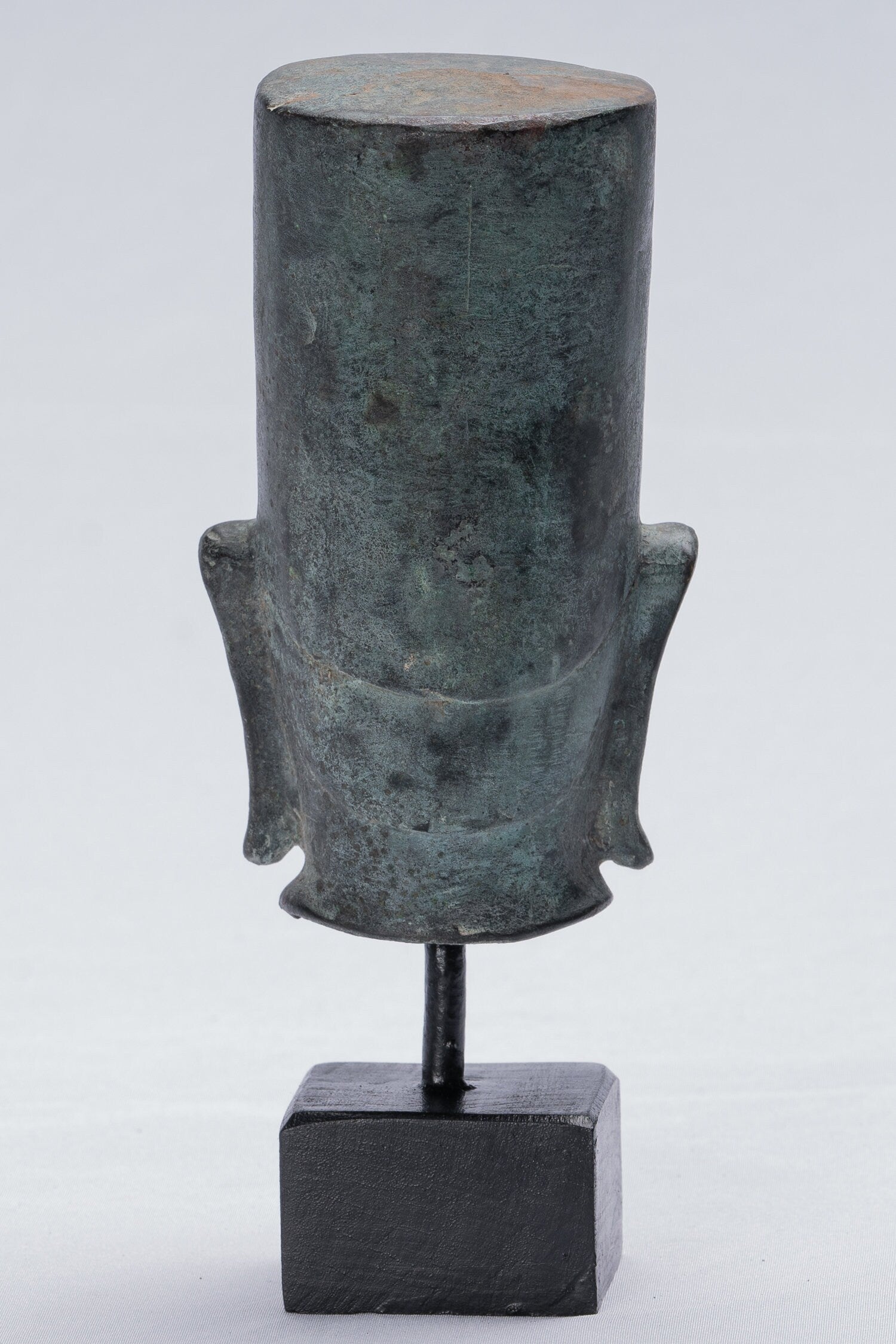 Statue Vishnu - Antique Phnom Da Style Monted Bronze Khmer Vishnu Head - 19cm/8 "