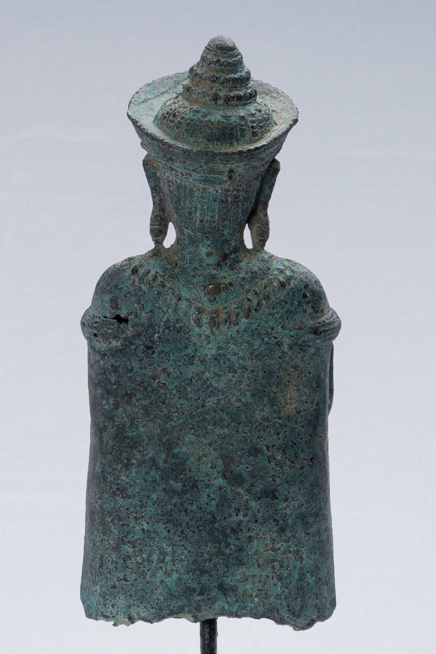 Statue di Buddha - Antique Khmer in stile Khmer Bronzo in piedi Abhaya Protezione Buddha Statua - 32 cm/13 "