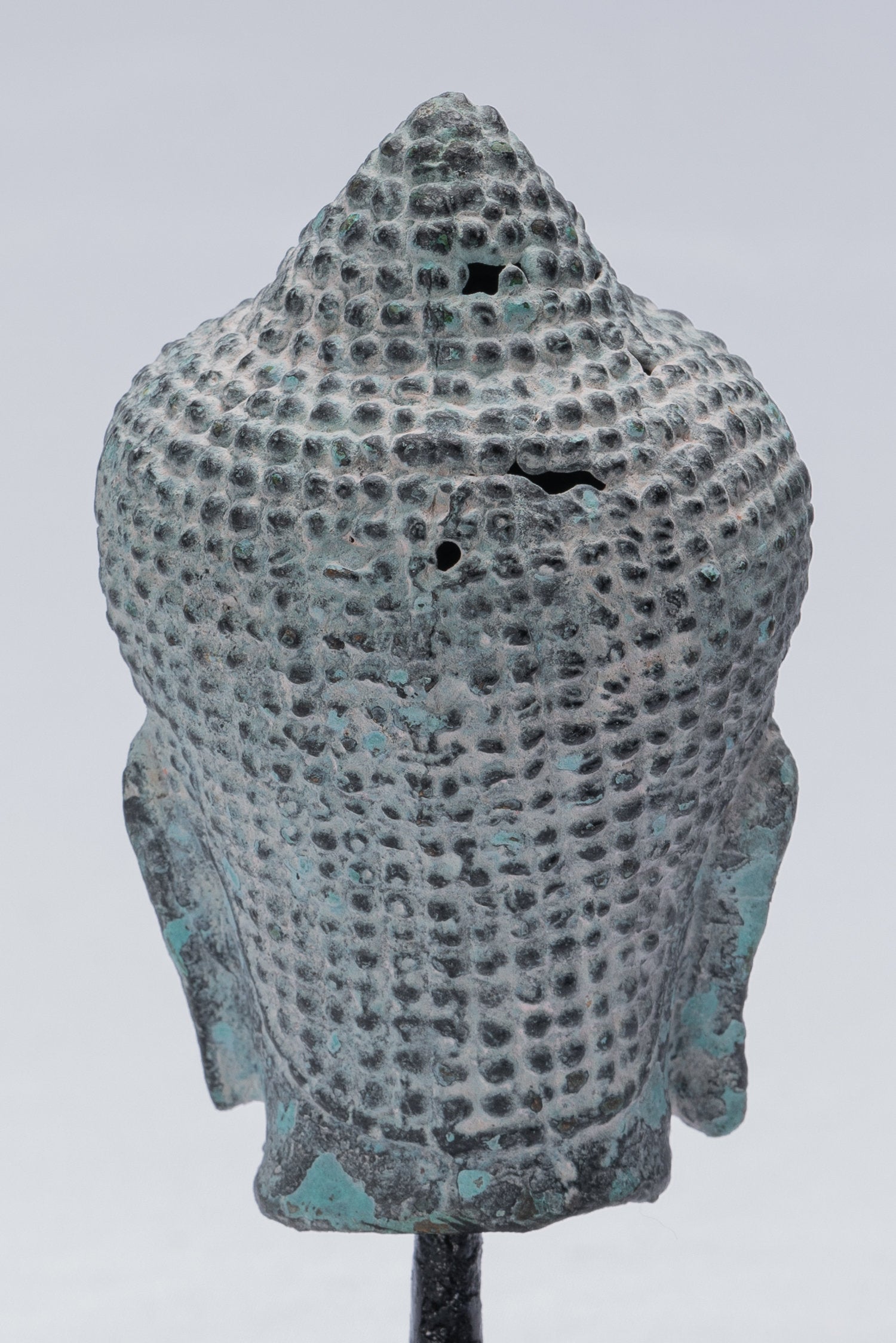 Statue Buddha - Antique Khmer in stile Bronzo Montato Buddha Head Statua - 15,5 cm/6 "