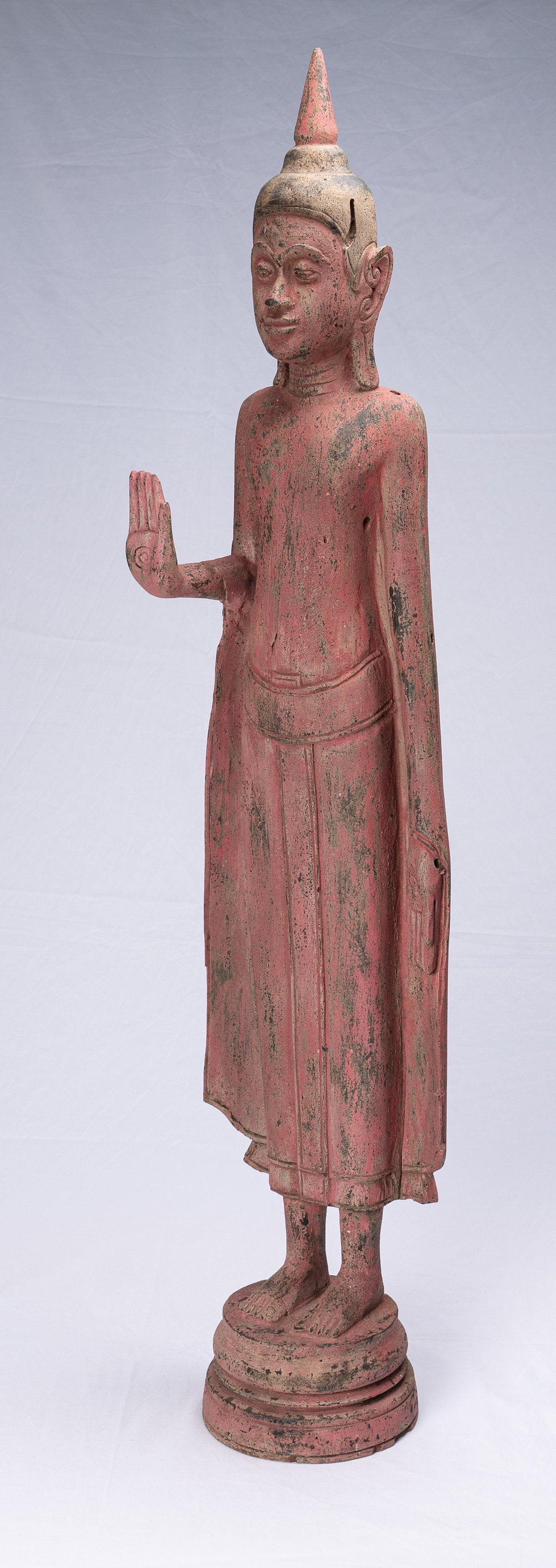 Statue Buddha - Antique Khmer in stile Legno State Buddha Statue - 107cm/43 "