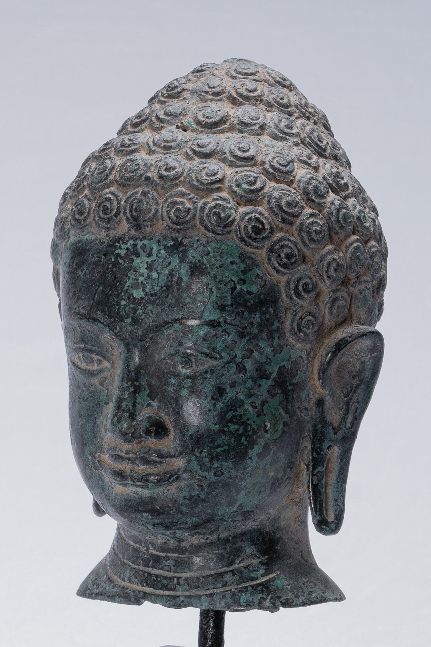 Statue Buddha - Antique Khmer Style Bronze Enlightenment Phnom Da Buddha Statue - 25 cm/10 "