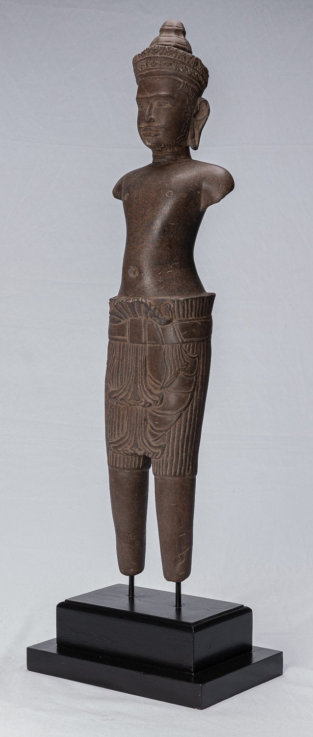 Statue Vishnu - Antique Tusto di arenaria in piedi in piedi in piedi Vishnu - 80 cm / 32 "