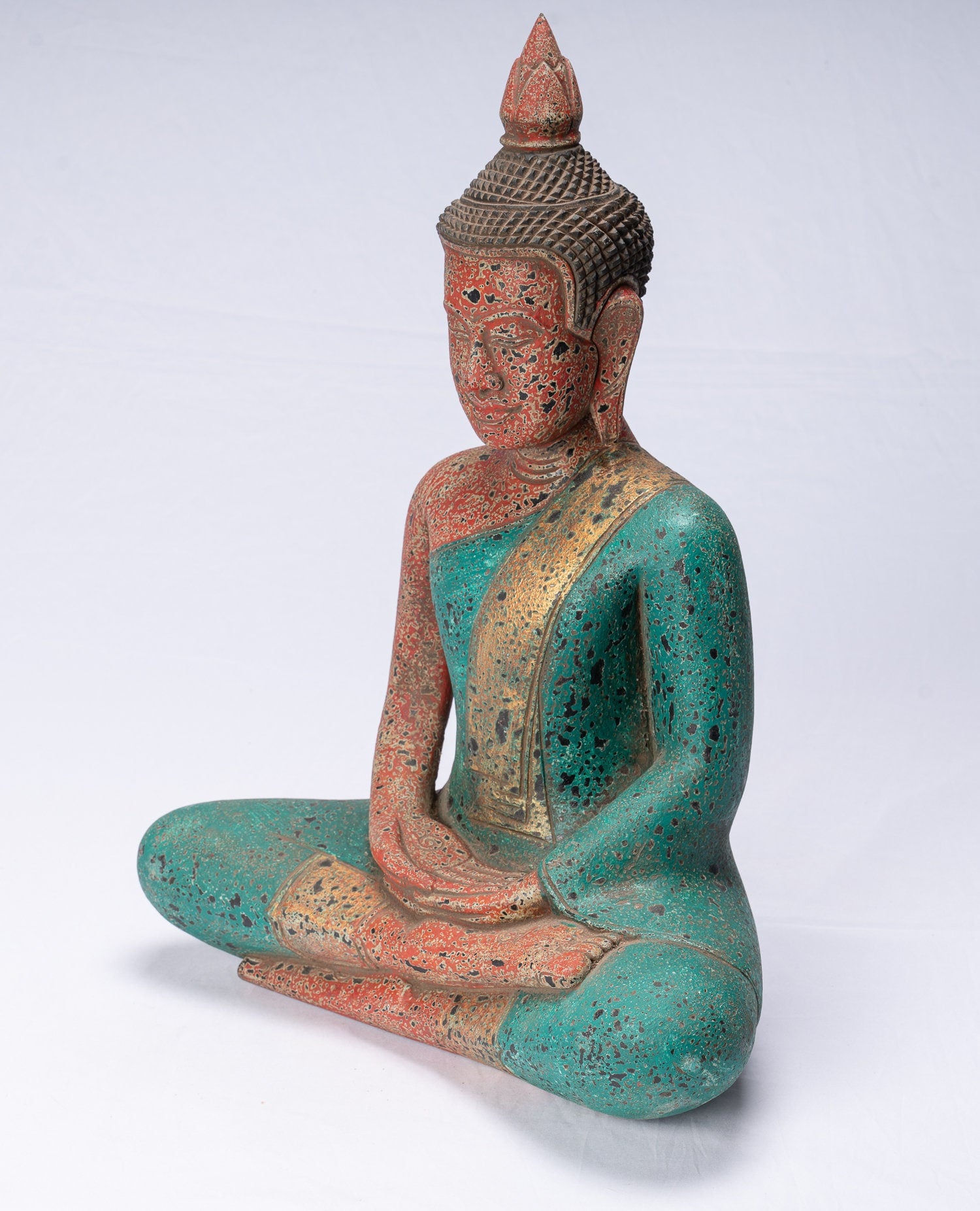 Statua Buddha - Antique Khmer Style SE Asia Meditazione in legno Statua Buddha - 54 cm/22 "