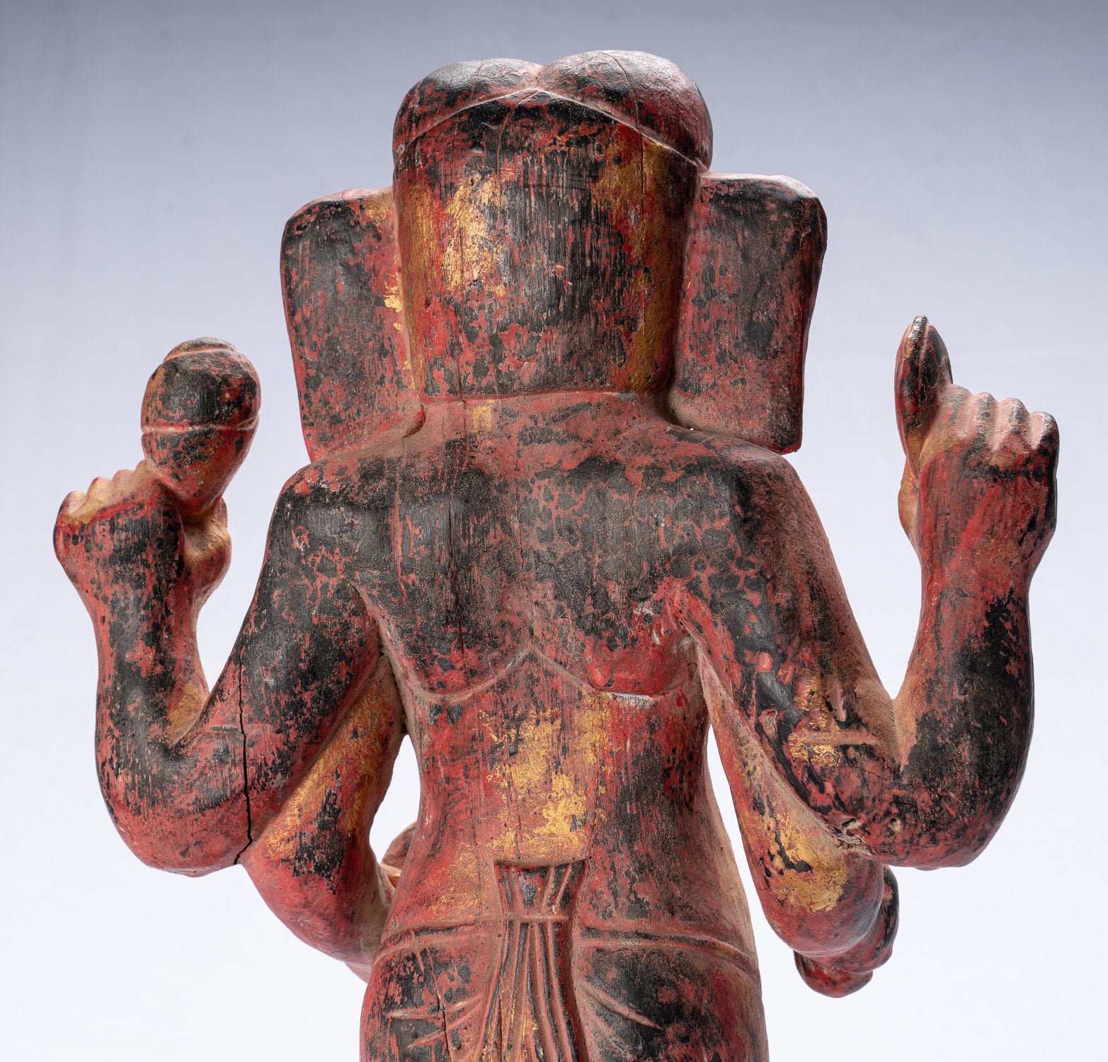 Statua Ganesha - Antique Bayon in stile Khmer Red Wood State Ganesha Statua - 59cm/24 "