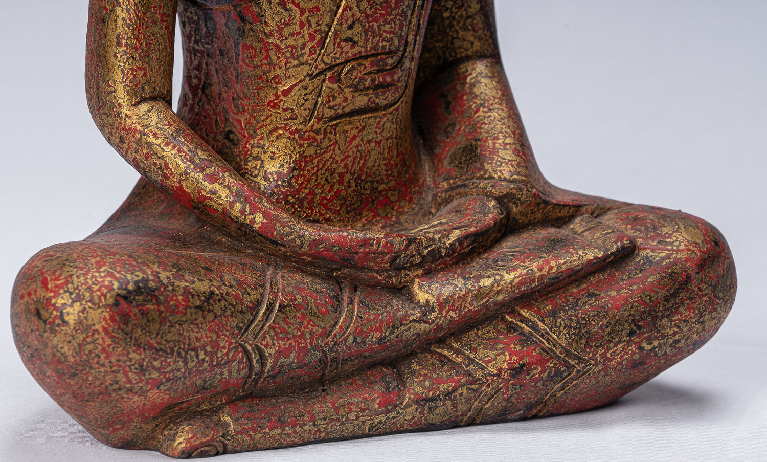 Buddha Sculpture - Antique Khmer in stile Khmer Seduto Buddha Statue Dhyana Meditazione Mudra - 38 cm/15 "