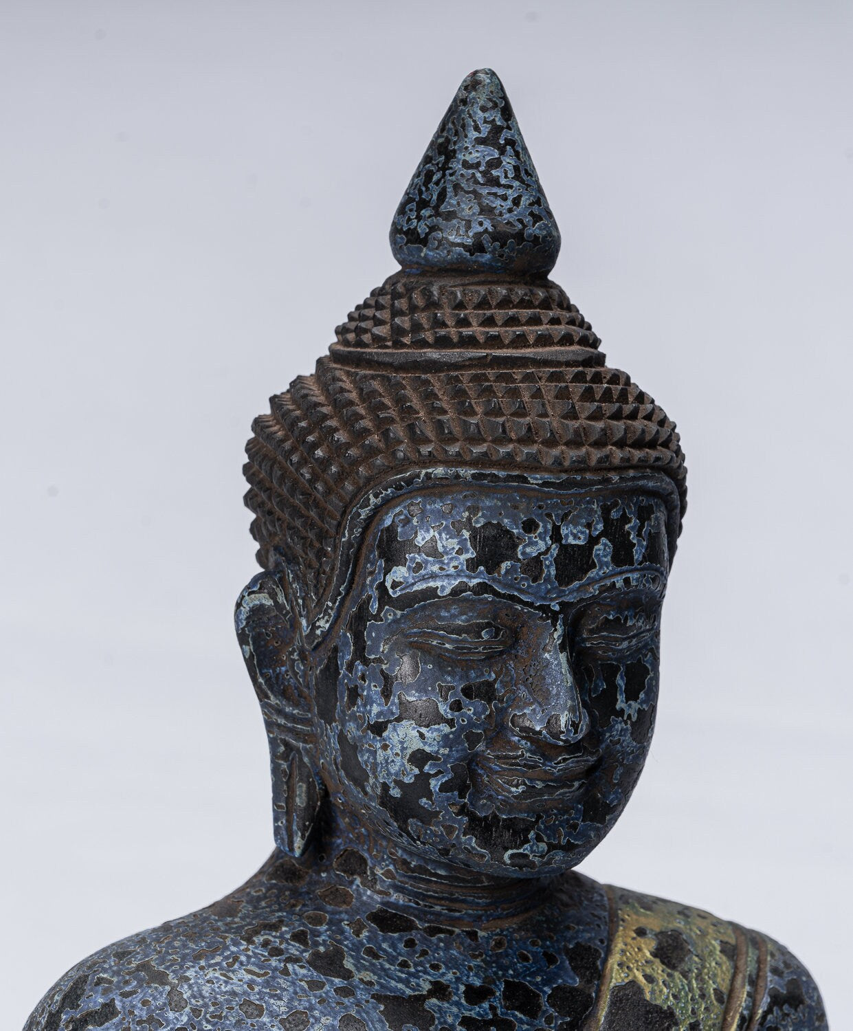 Statue Buddha - Antique Khmer Style SE Asia Seduto l'Illuminismo in legno Statua Buddha - 39 cm/16 "