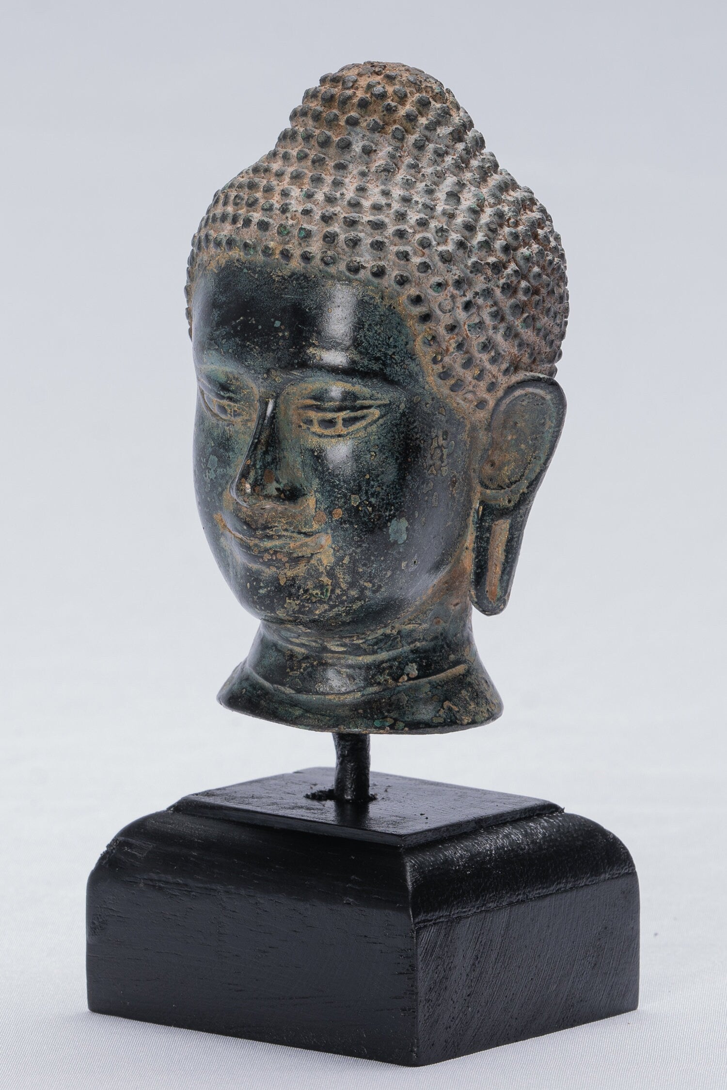 Statua Buddha - Statua della testa di bronzo di bronzo di bronzo di bronzo thailandese - 15,5 cm/6 "