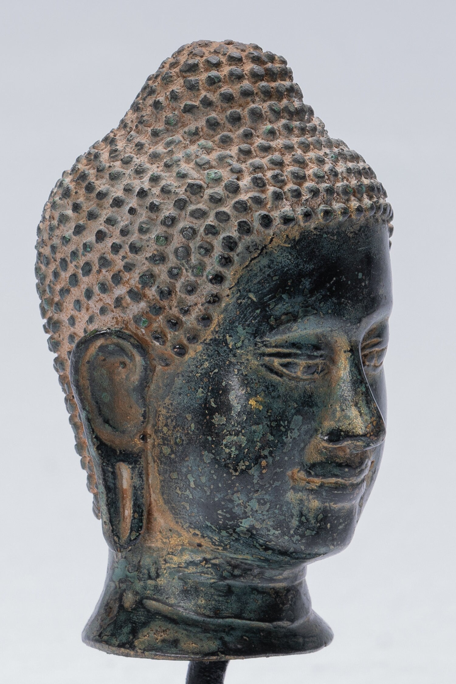 Statua Buddha - Statua della testa di bronzo di bronzo di bronzo di bronzo thailandese - 15,5 cm/6 "