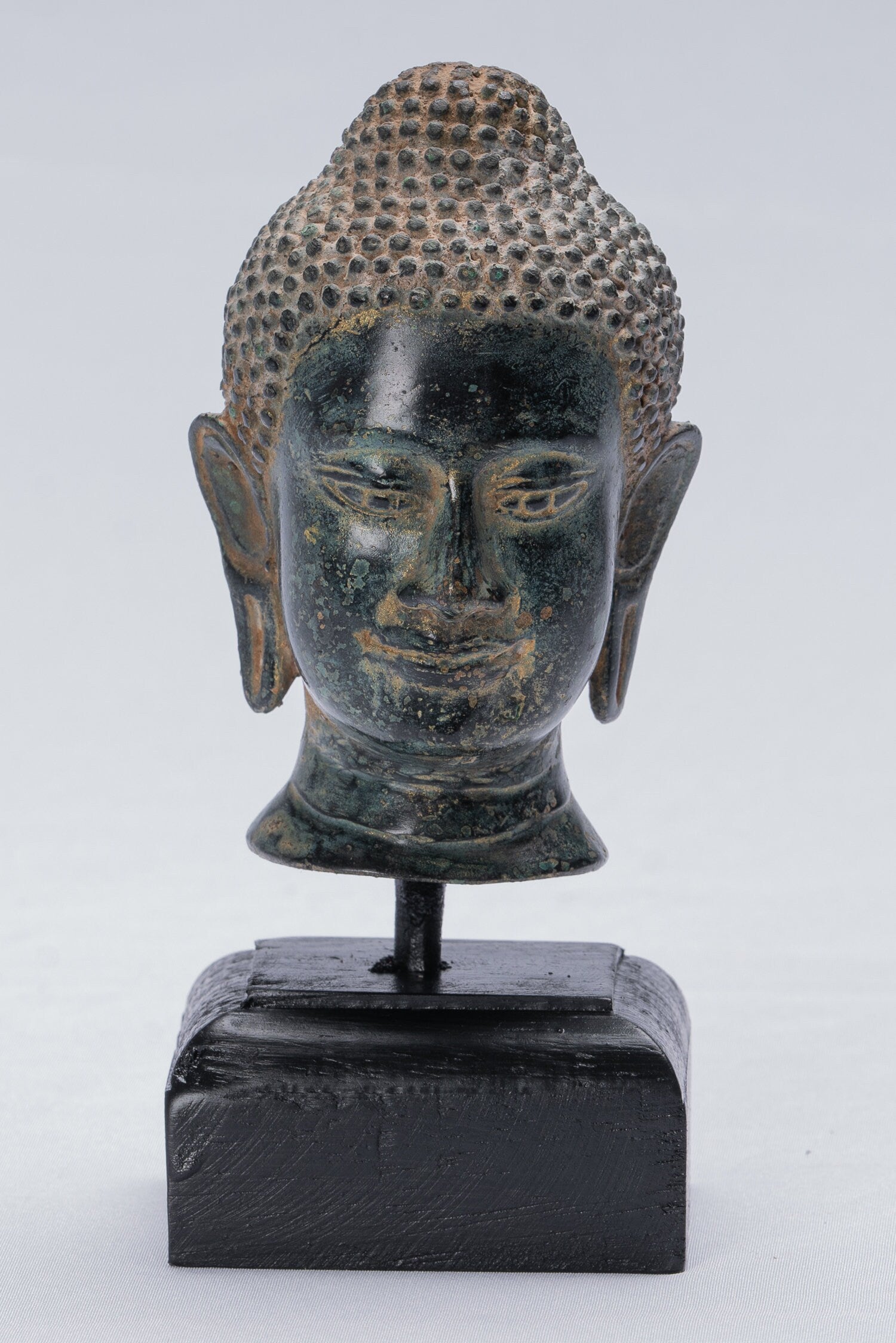 Statua Buddha - Statua della testa di bronzo di bronzo di bronzo di bronzo thailandese - 15,5 cm/6 "